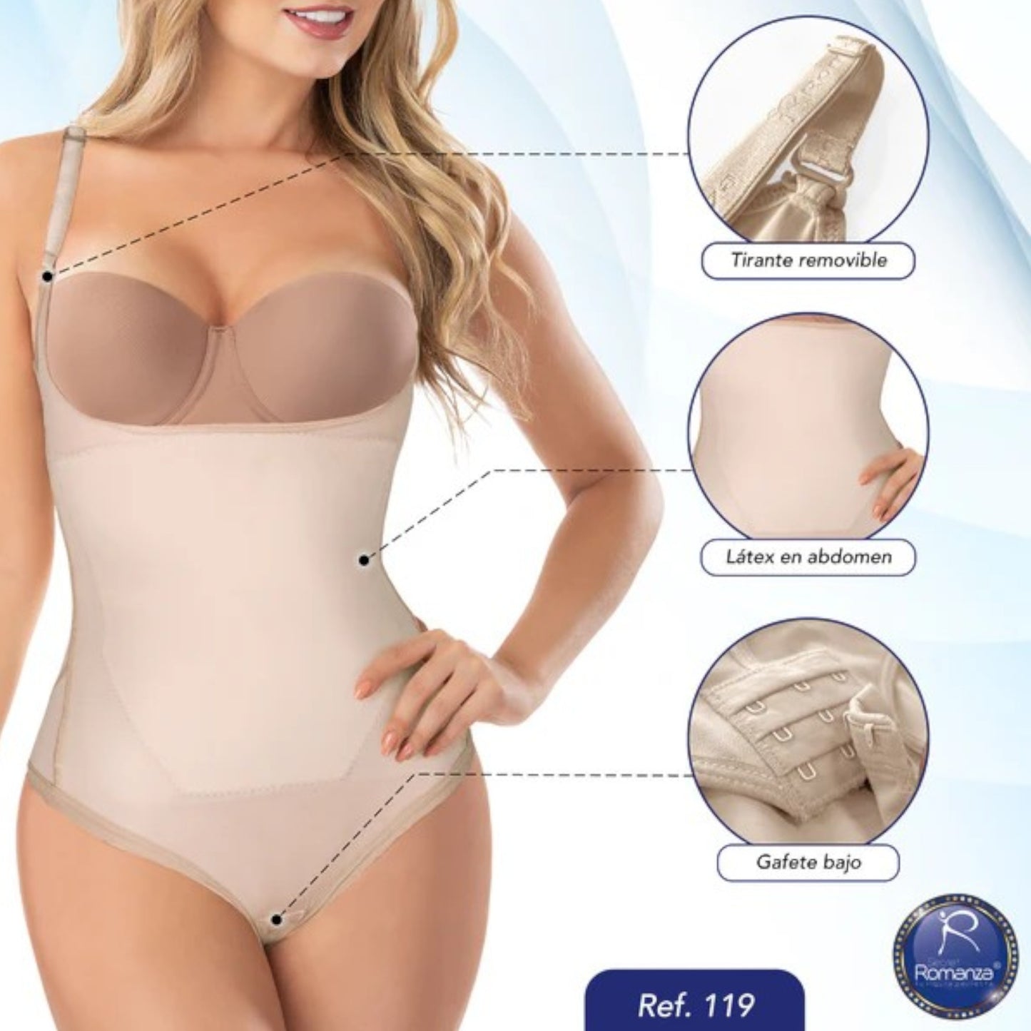 Faja colombiana Body senos libres #119 Romanza