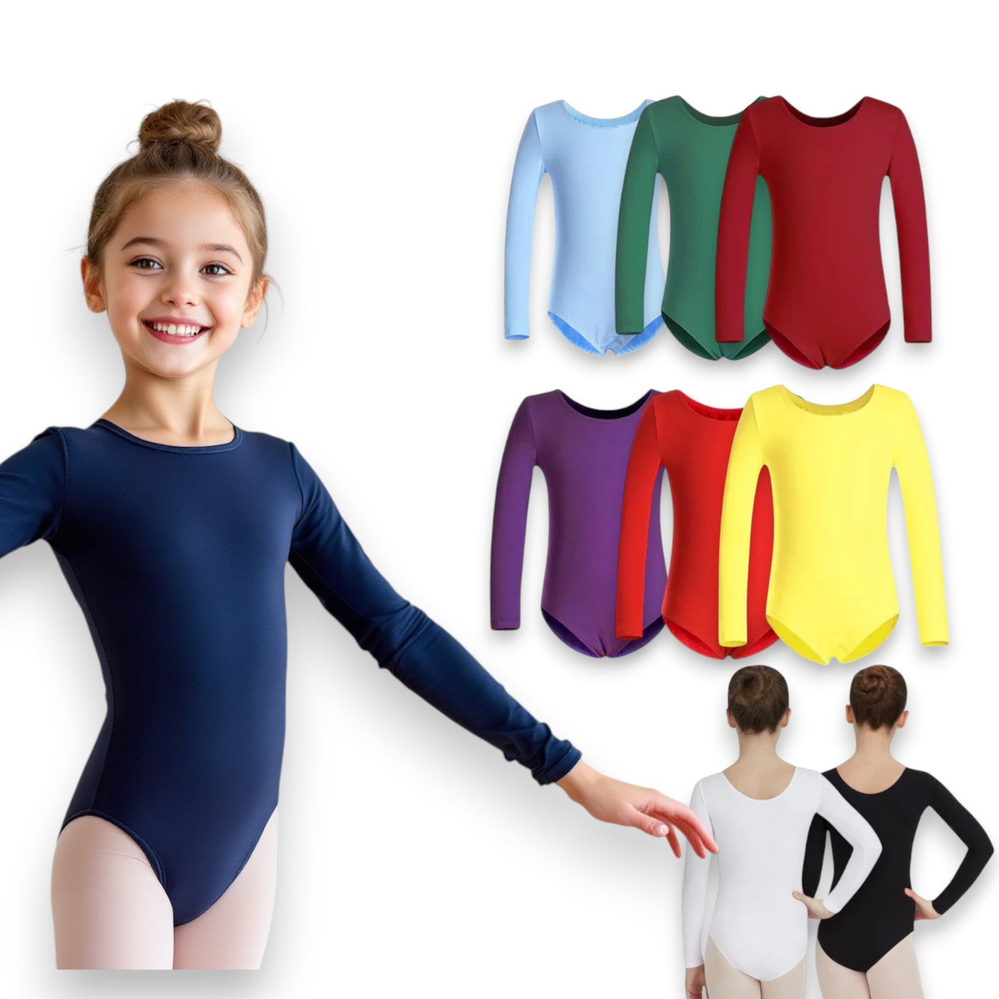 Leotardo de algodón manga larga niña