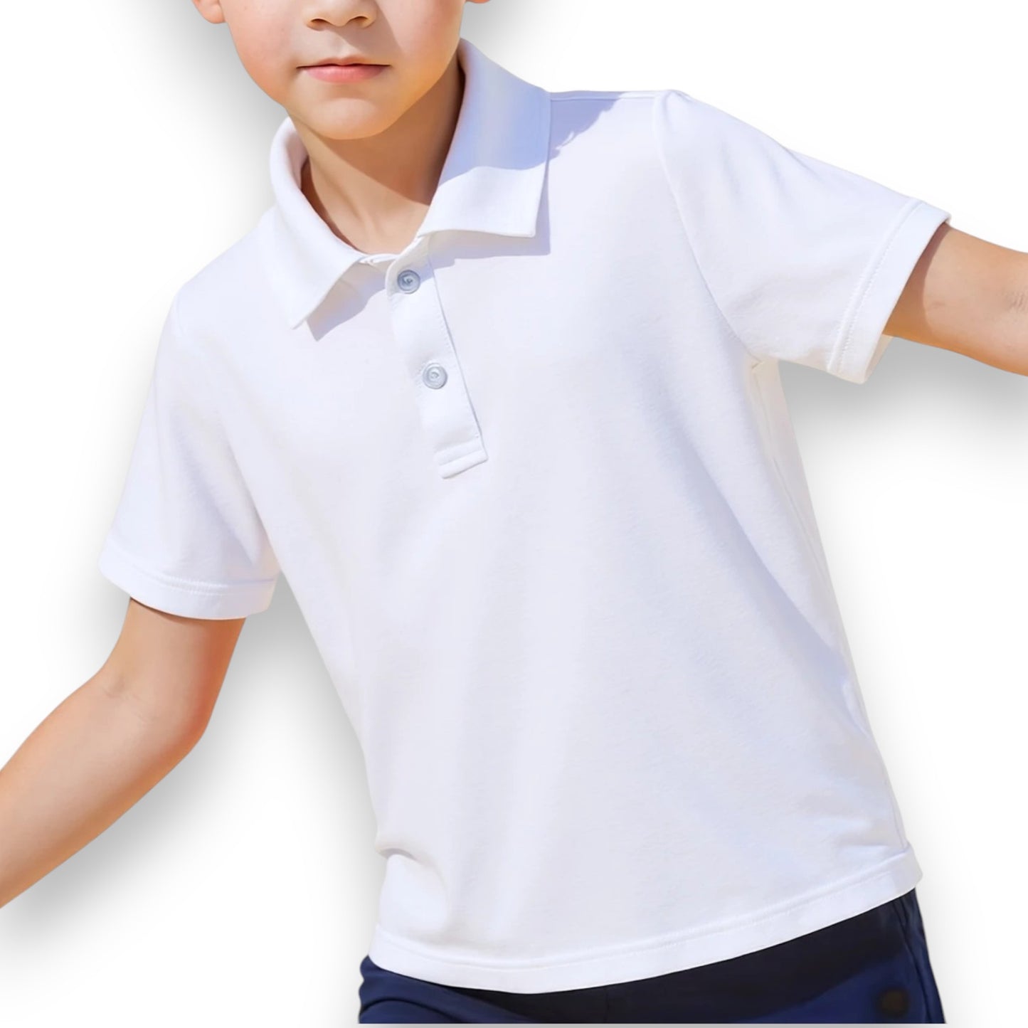 Playera polo escolar inter blanca unisex infantil AYA