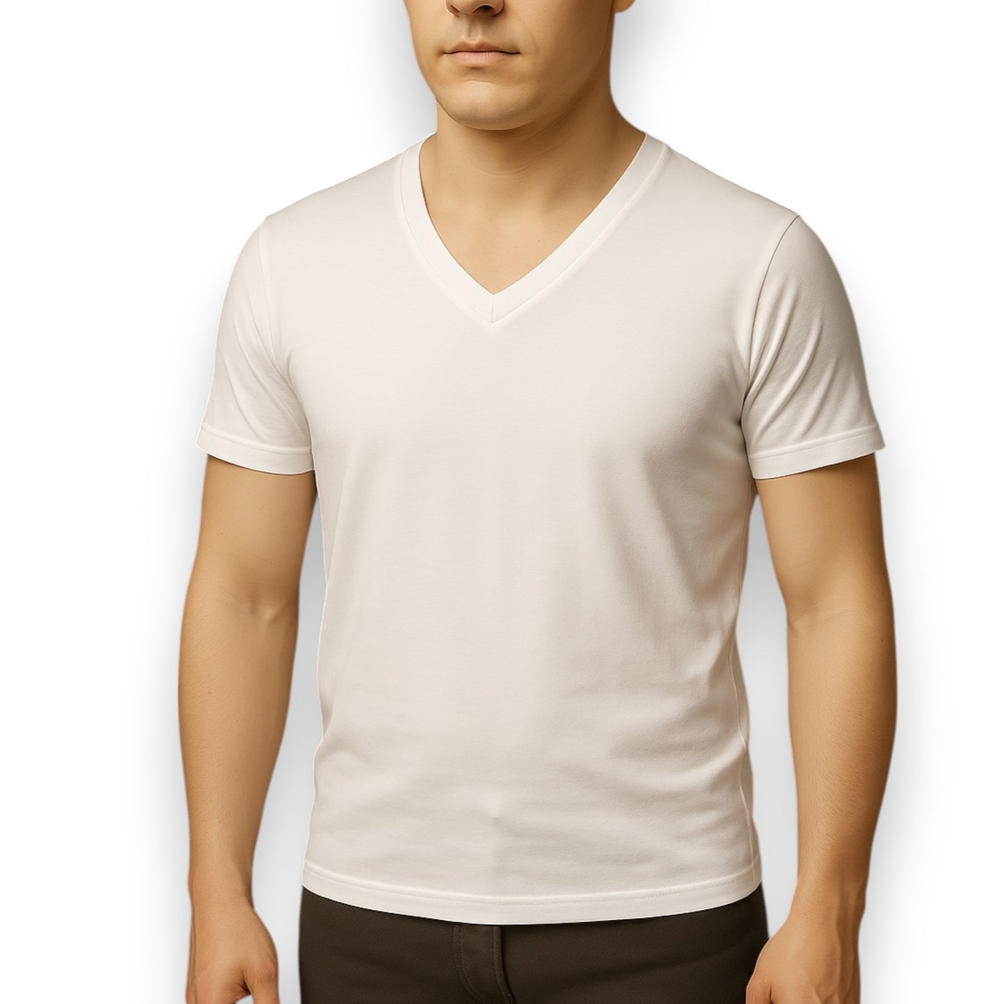 Playera manga corta cuello V blanca unitalla caballero AYA