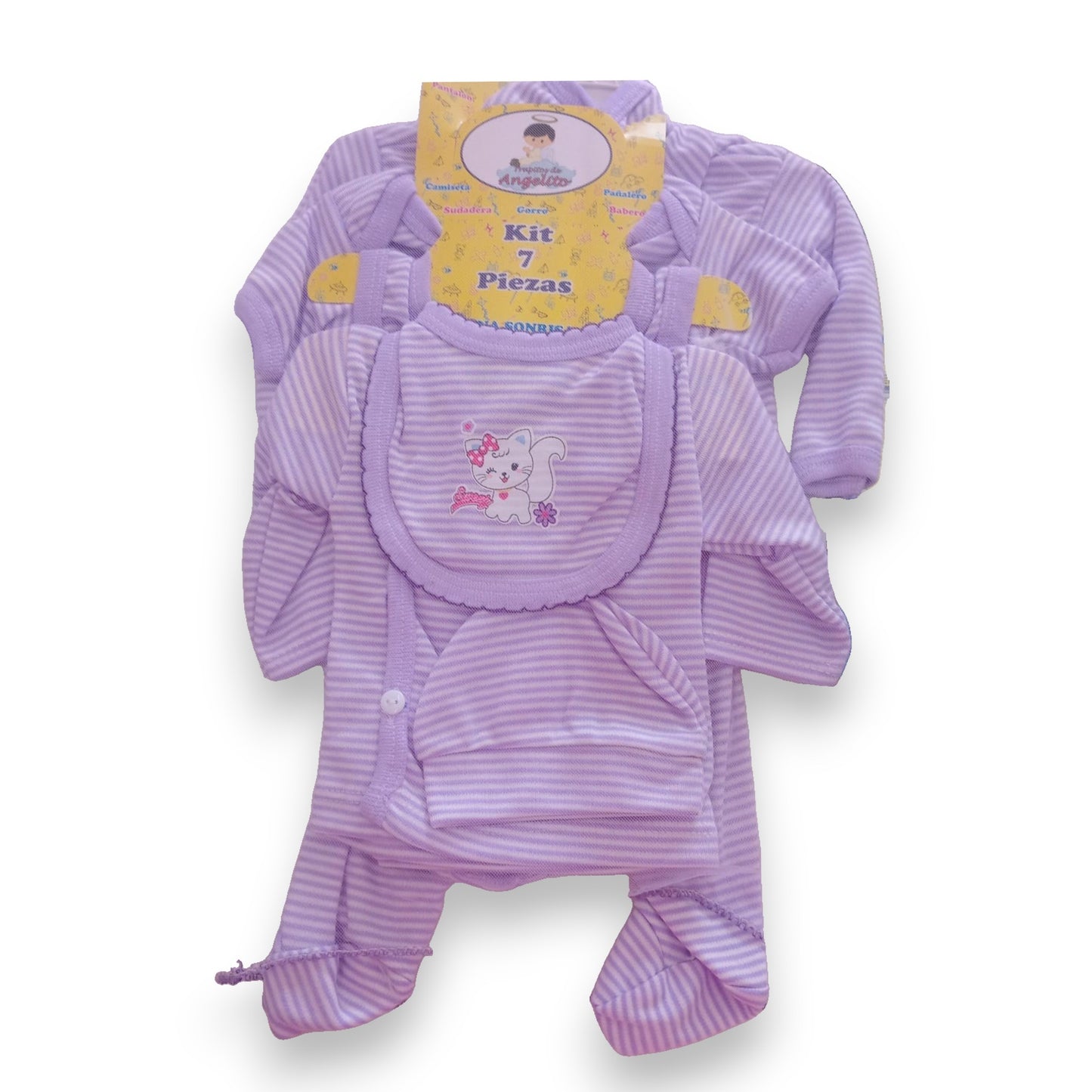 Kit 7 piezas de algodón recién nacido Angelito