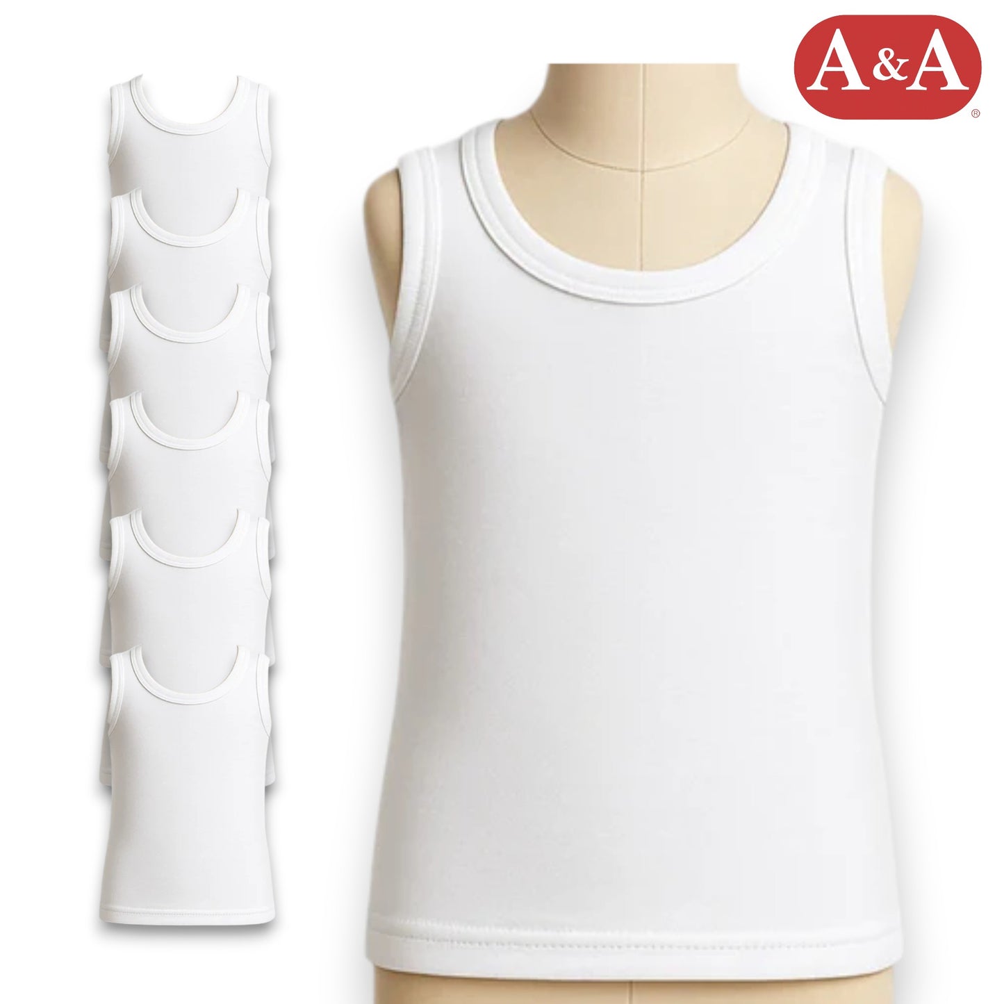 Camiseta inter blanca infantil unisex AYA paquete de 6