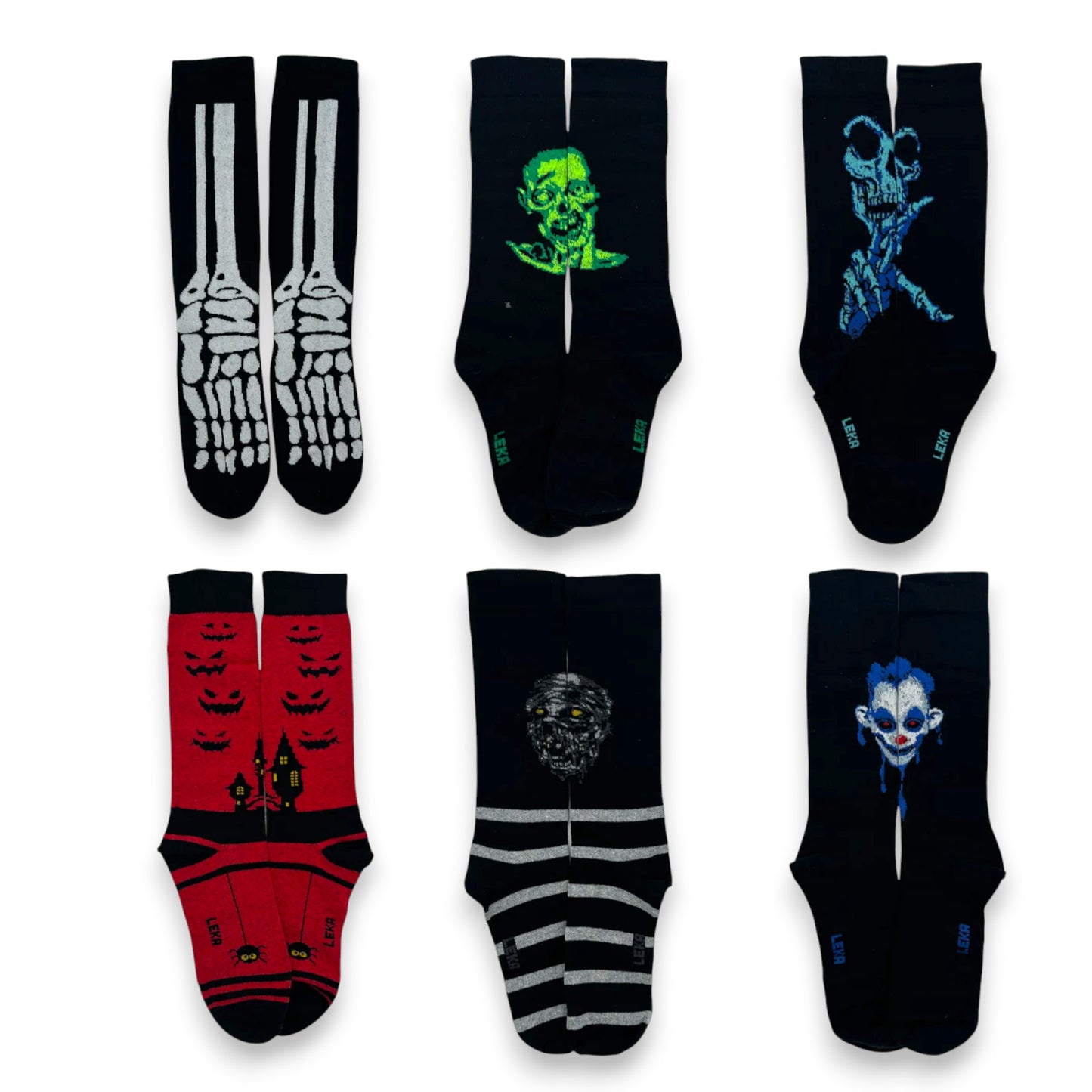 Calcetines con diseños de halloween unitalla caballero Leka paquete de 6
