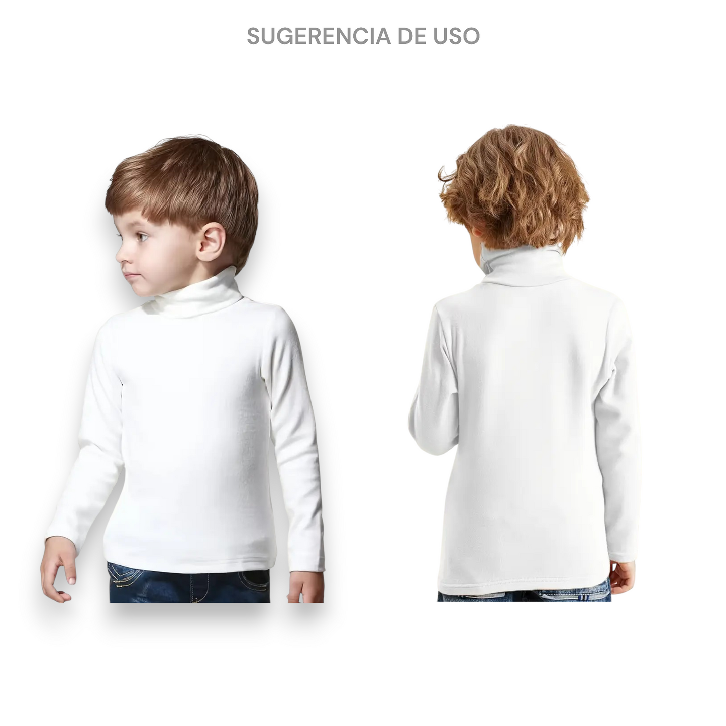 Playera inter cuello ruso manga larga blanca unisex infantil AYA