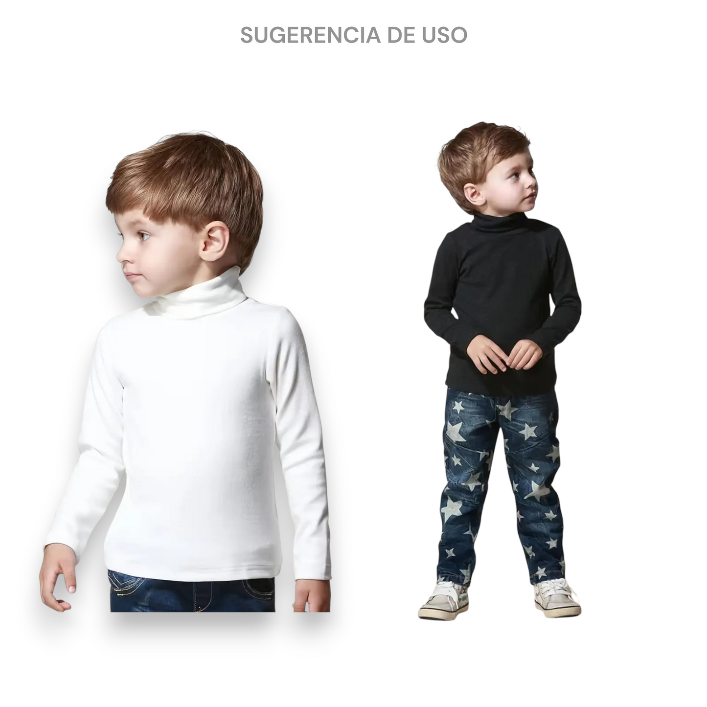 Playera cuello ruso manga larga colores unisex infantil AYA