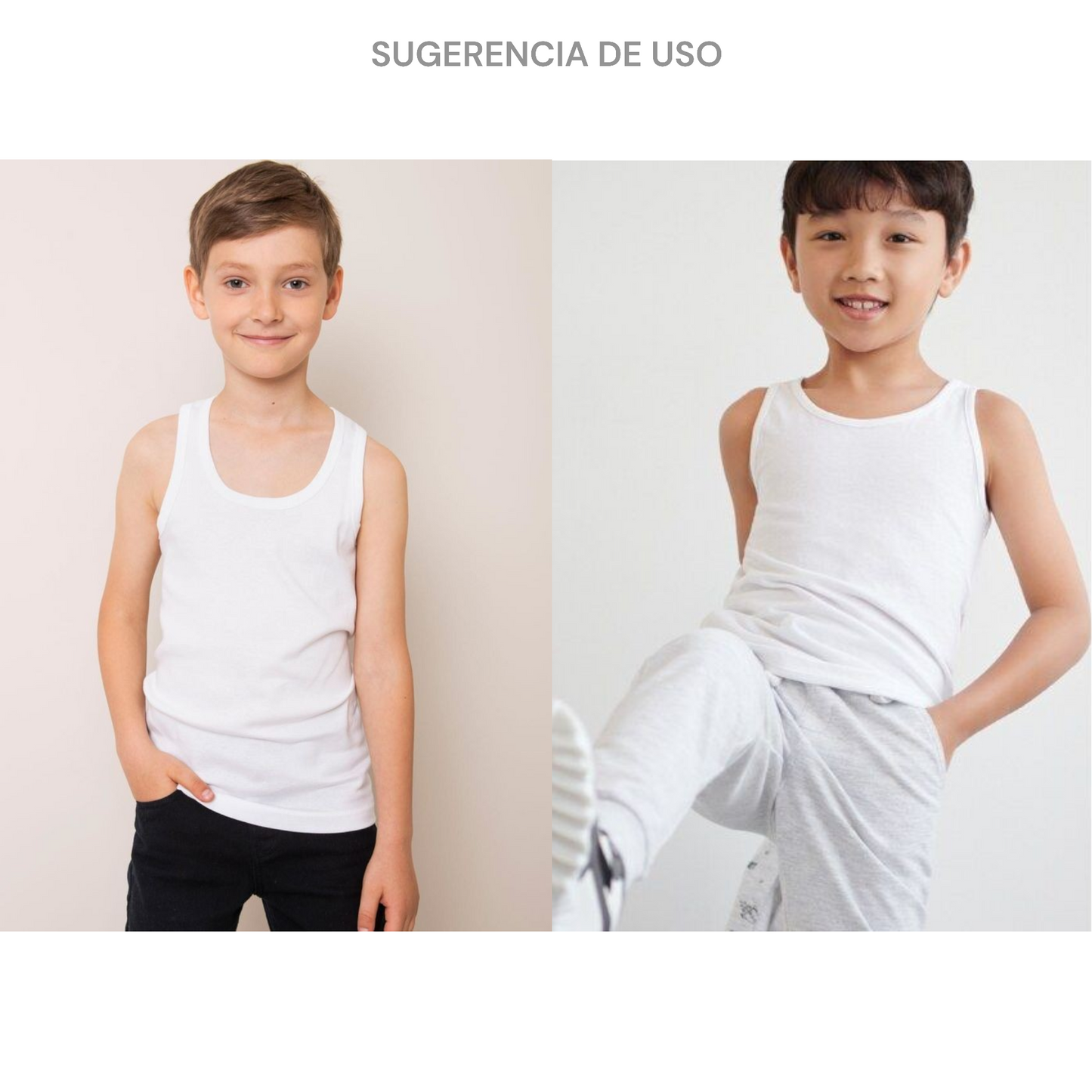 Camiseta inter blanca infantil unisex AYA paquete de 6