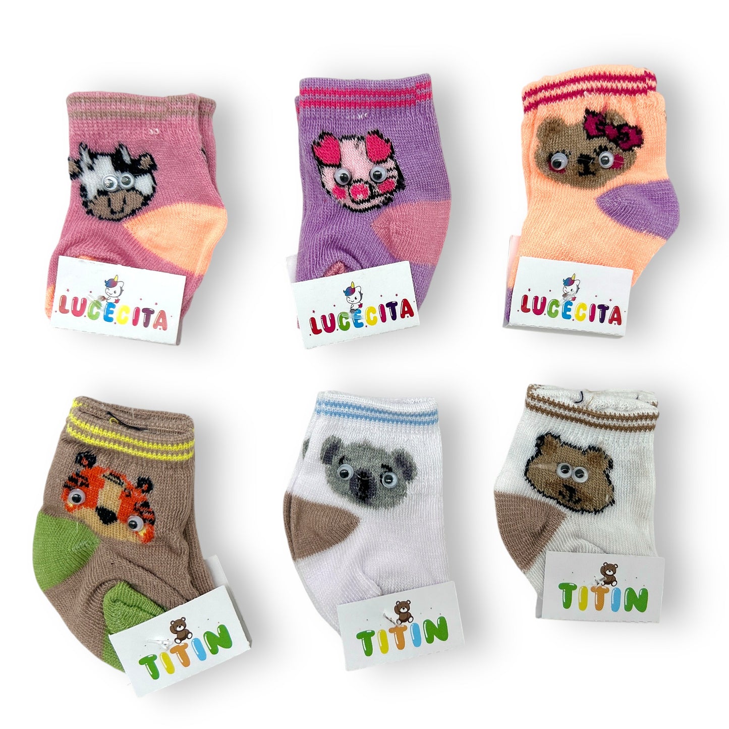 Tin ojitos animalitos surtido unitalla bebe Lucecita Tintin paquete de 12