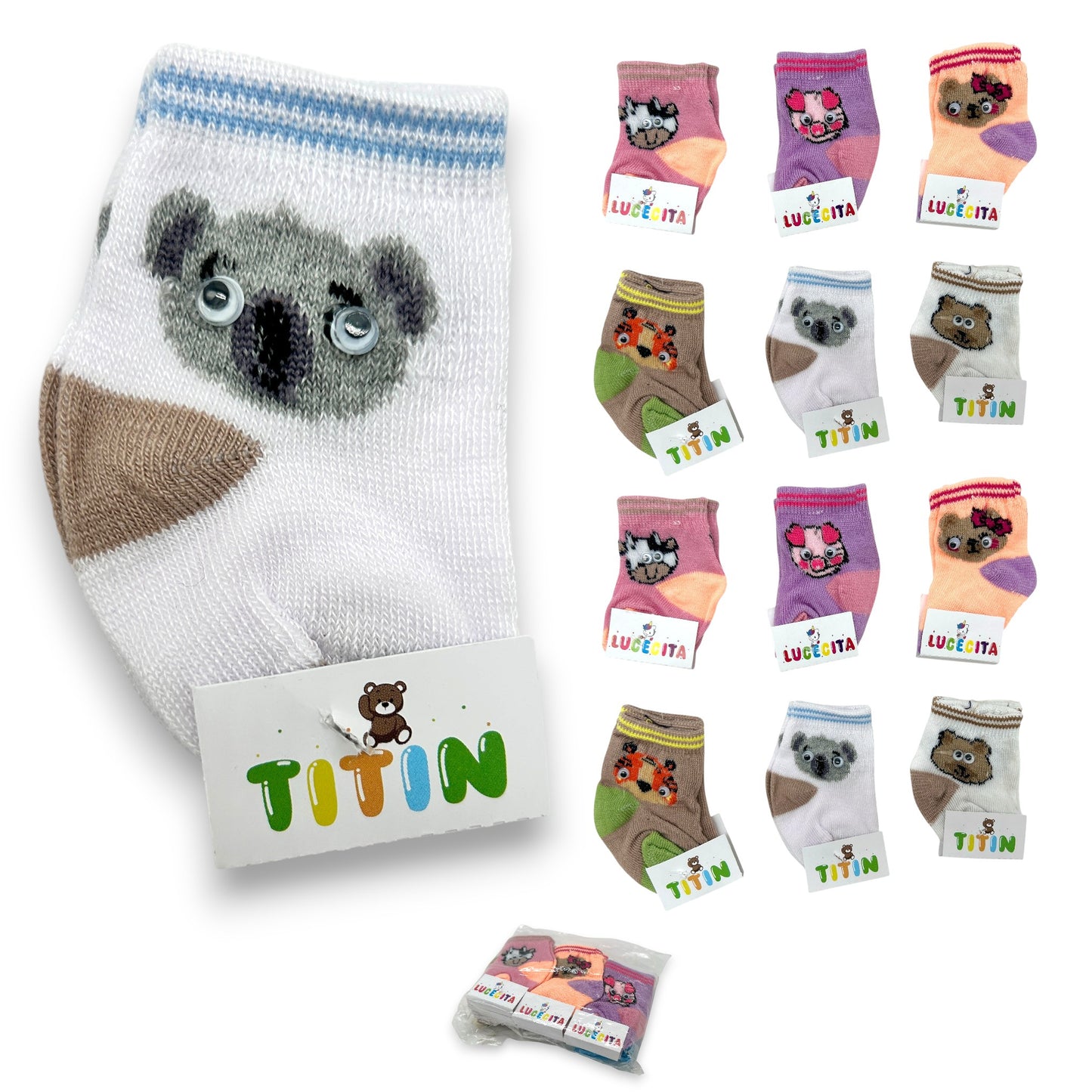 Tin ojitos animalitos surtido unitalla bebe Lucecita Tintin paquete de 12