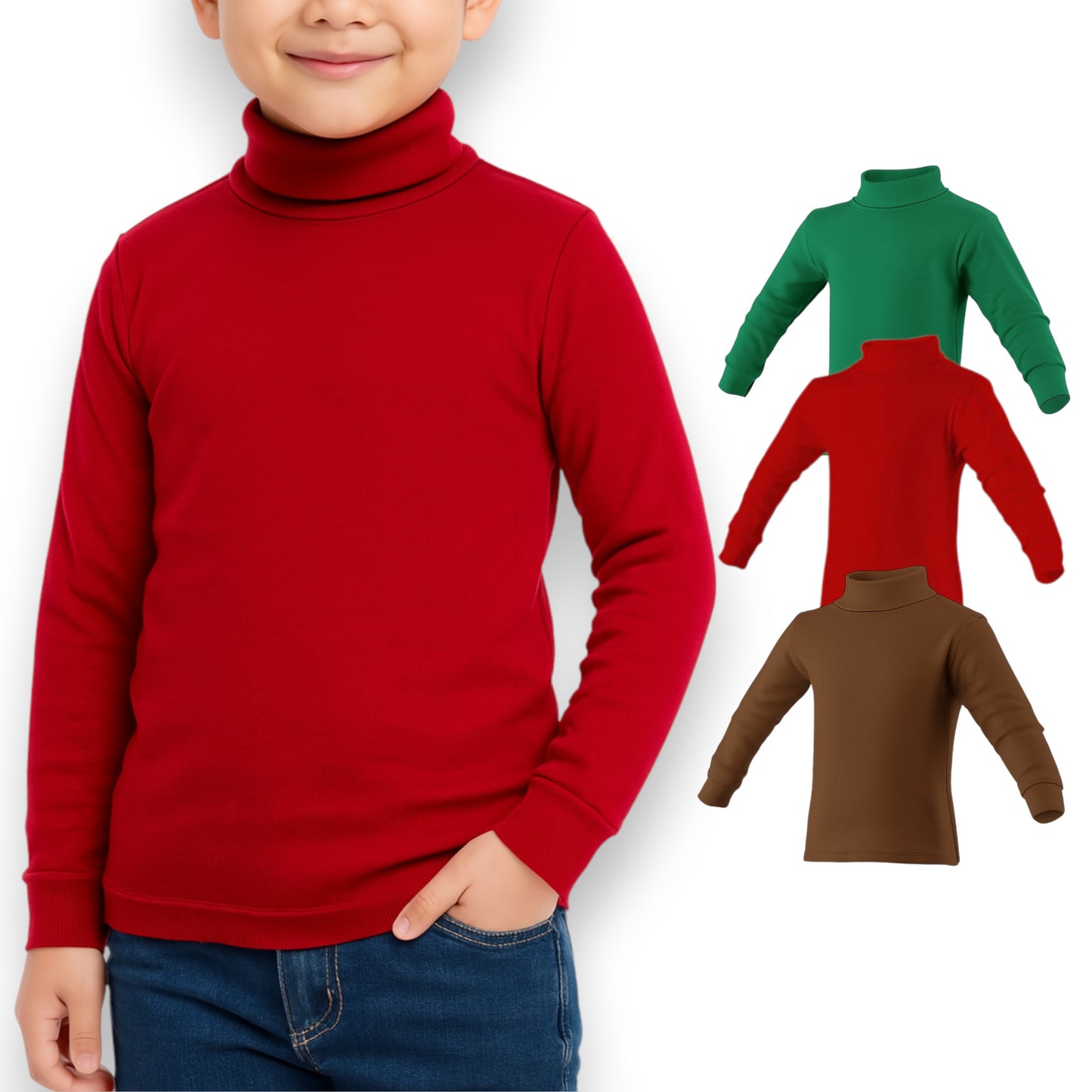 Playera cuello ruso manga larga colores unisex infantil AYA