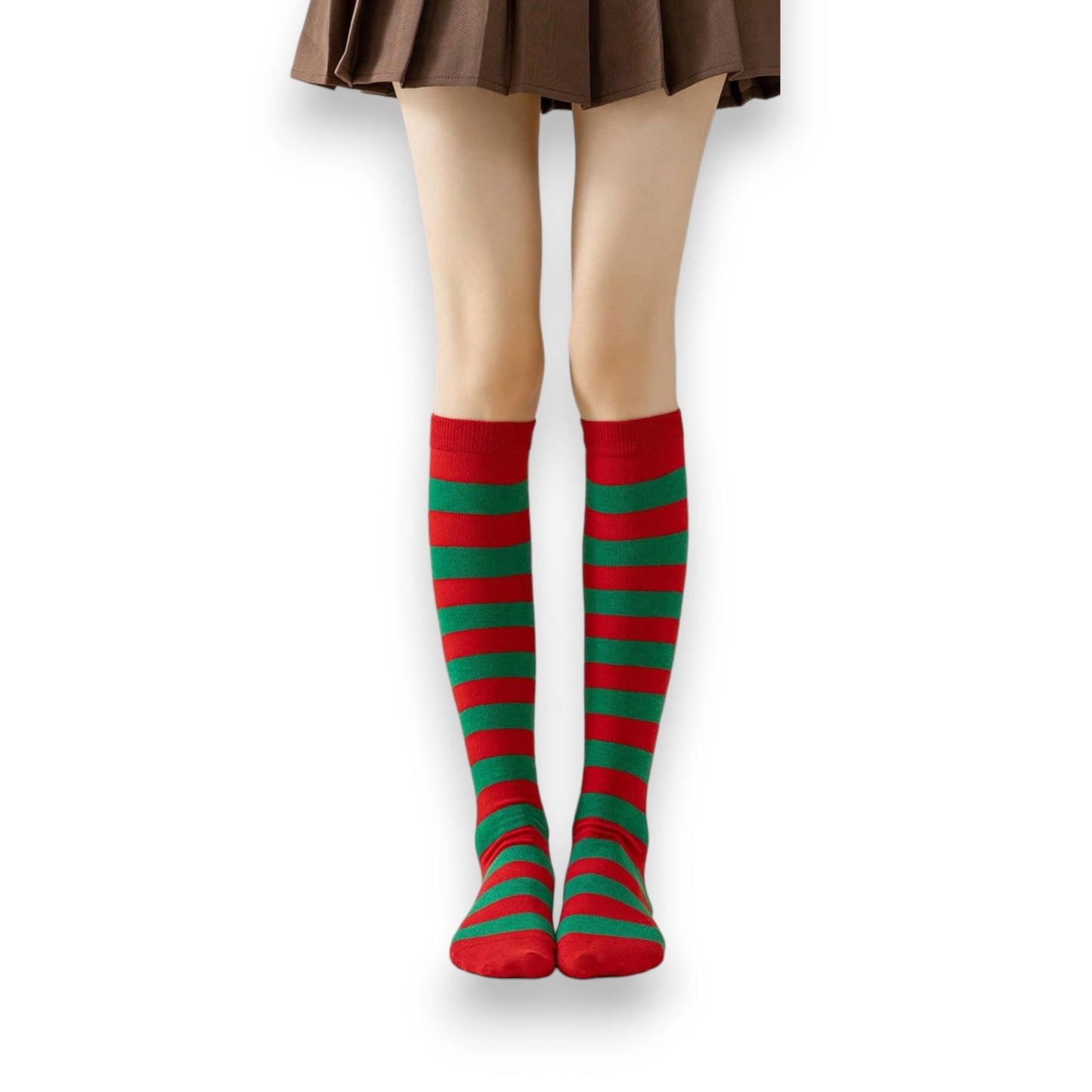 Calceta medieta navideña rayada infantil Leka