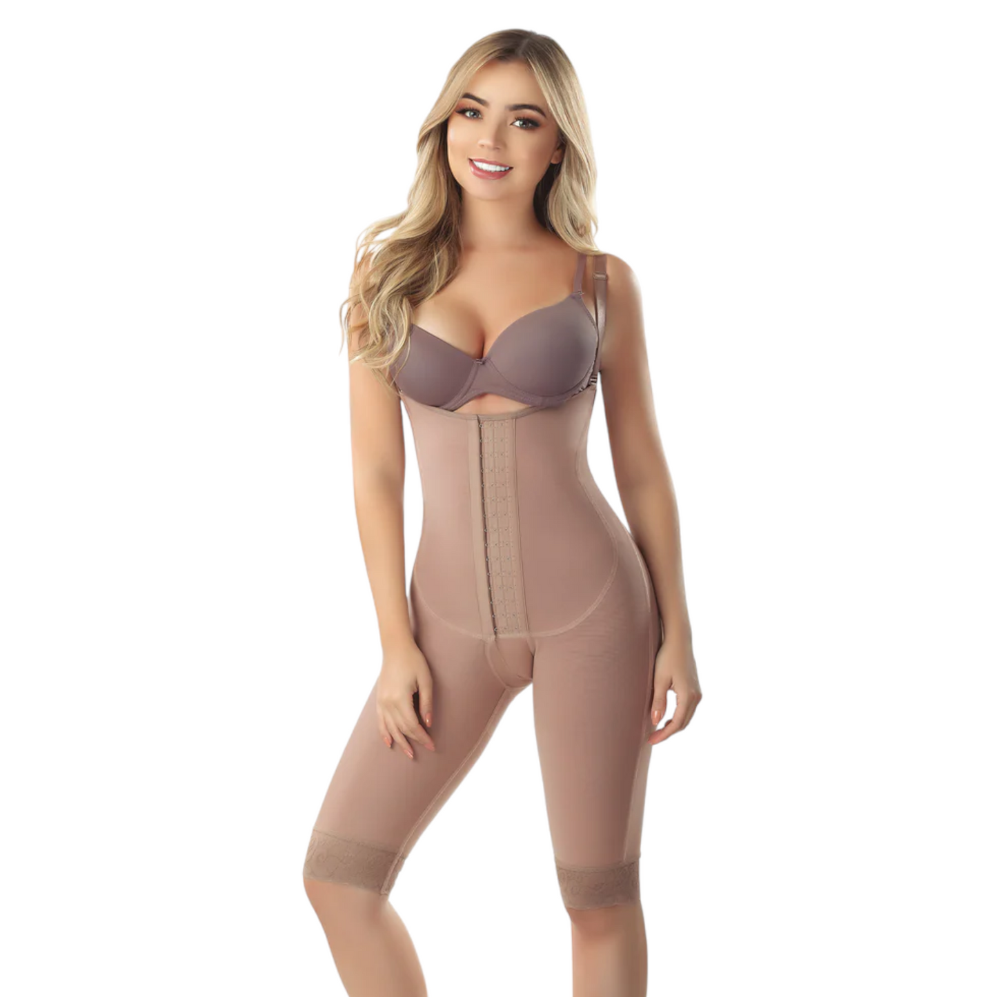 Faja colombiana senos libres a la rodilla con broches Mod. 3173