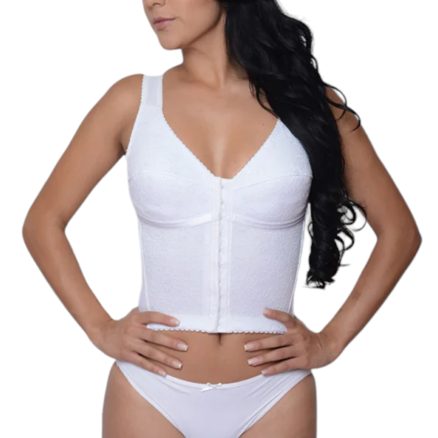Brassier peto largo con broche frontal y encaje dama #2002