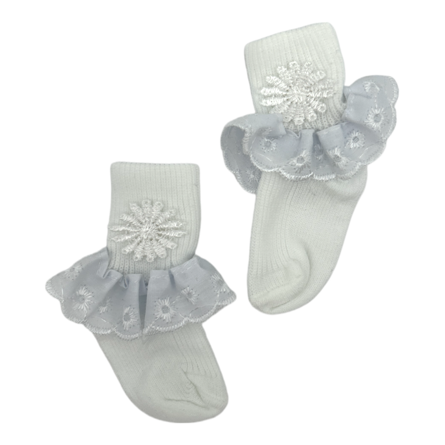 Tobillera tira bordada hueso/blanco paquete de 12
