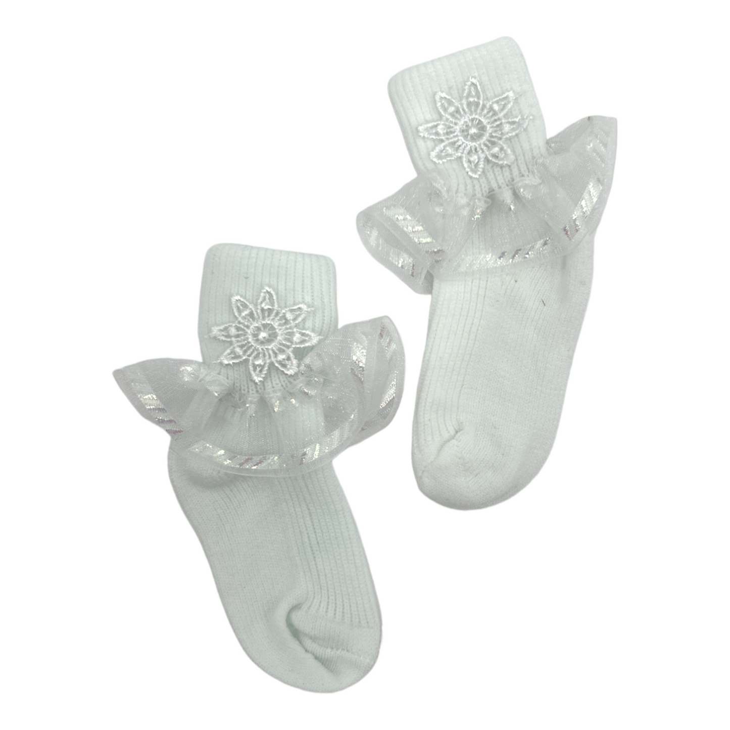 Tobillera tira bordada normal hueso/blanco paquete de 12