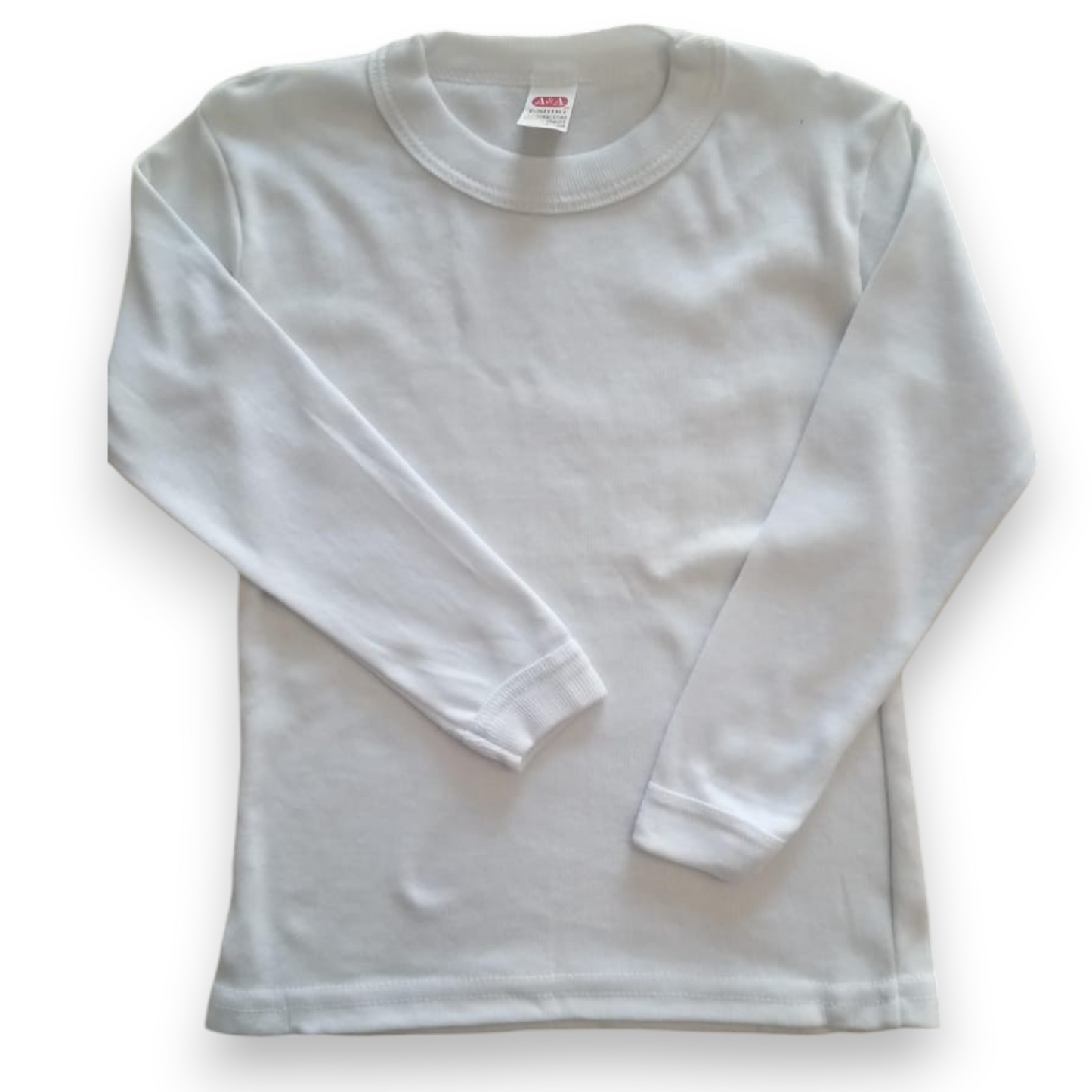 Playera inter cuello redondo manga larga blanca unisex infantil AYA