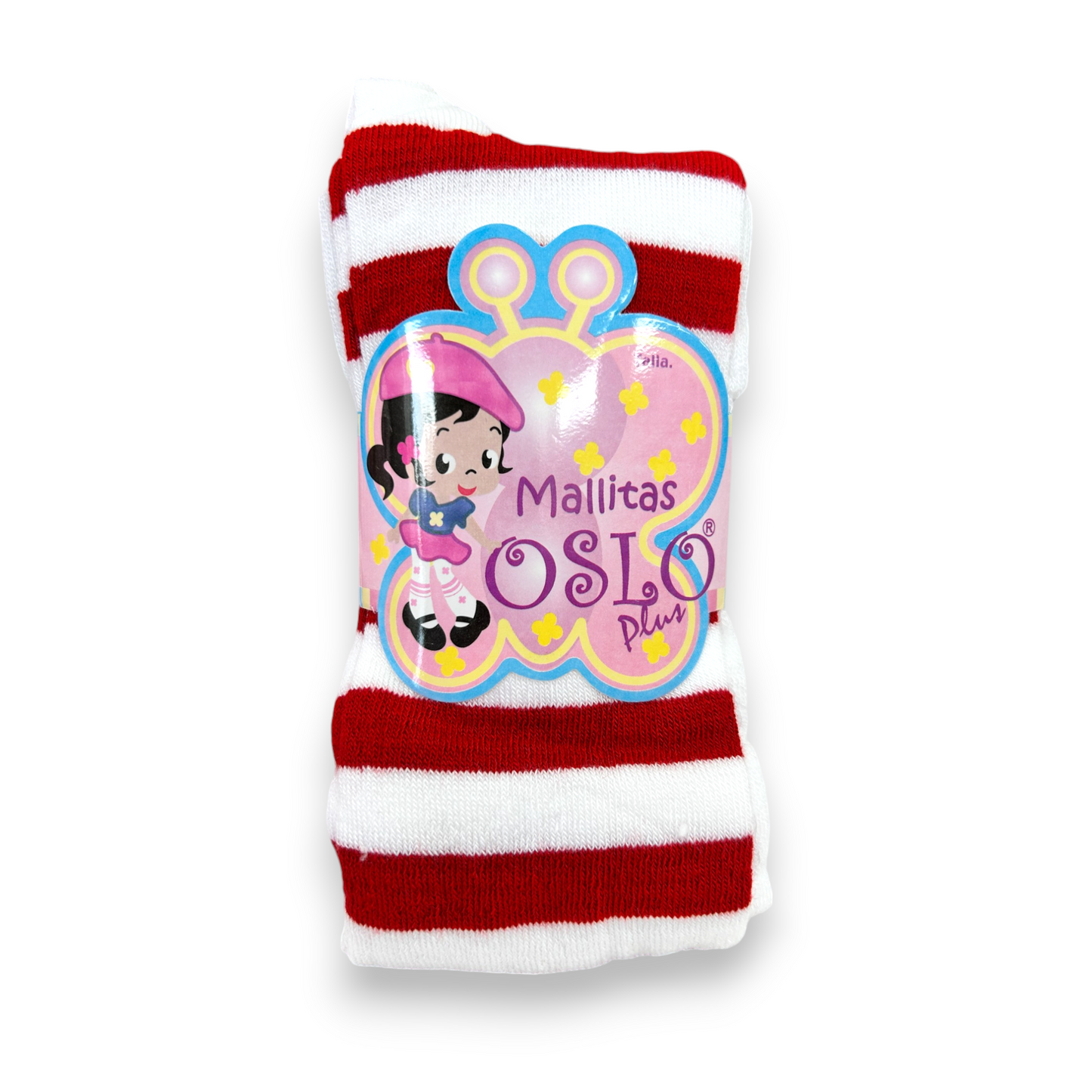 Malla de acrilán navideña rayada blanco con rojo niña Oslo