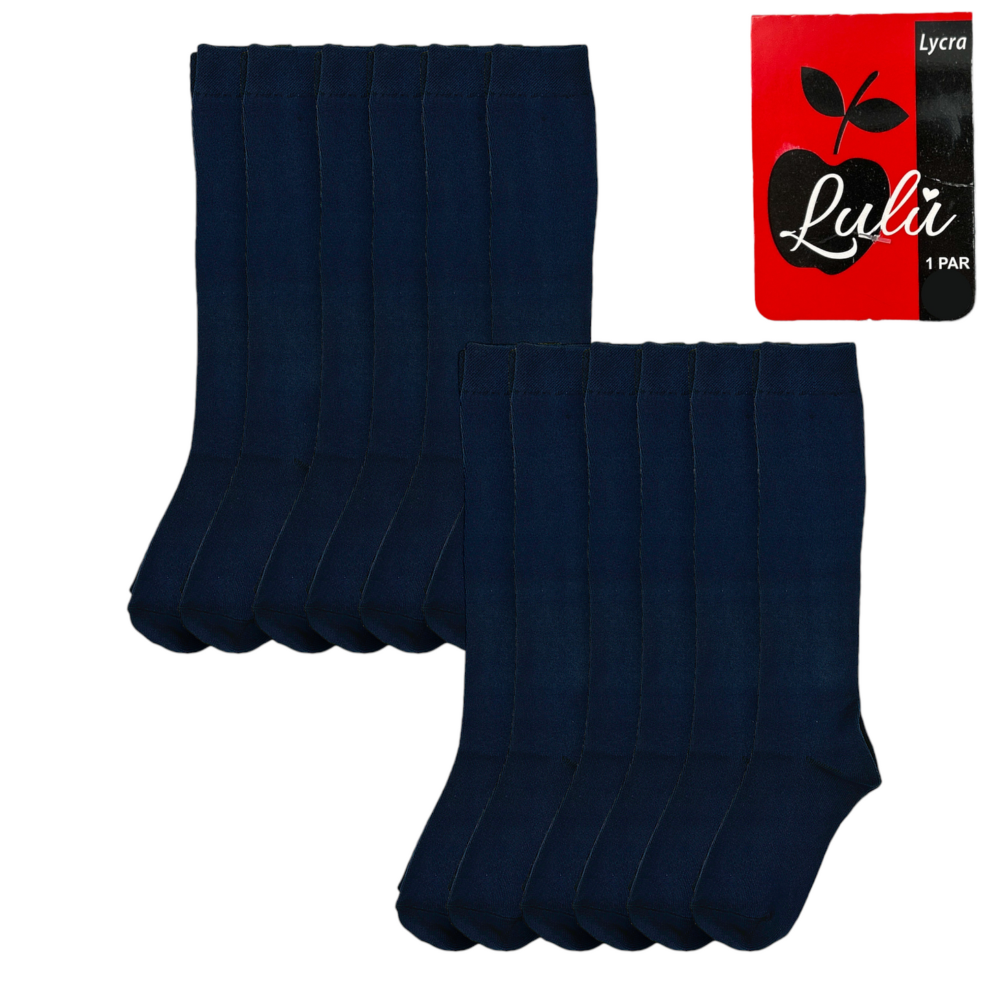 Calceta escolar lisa lycra lulu paquete de 12