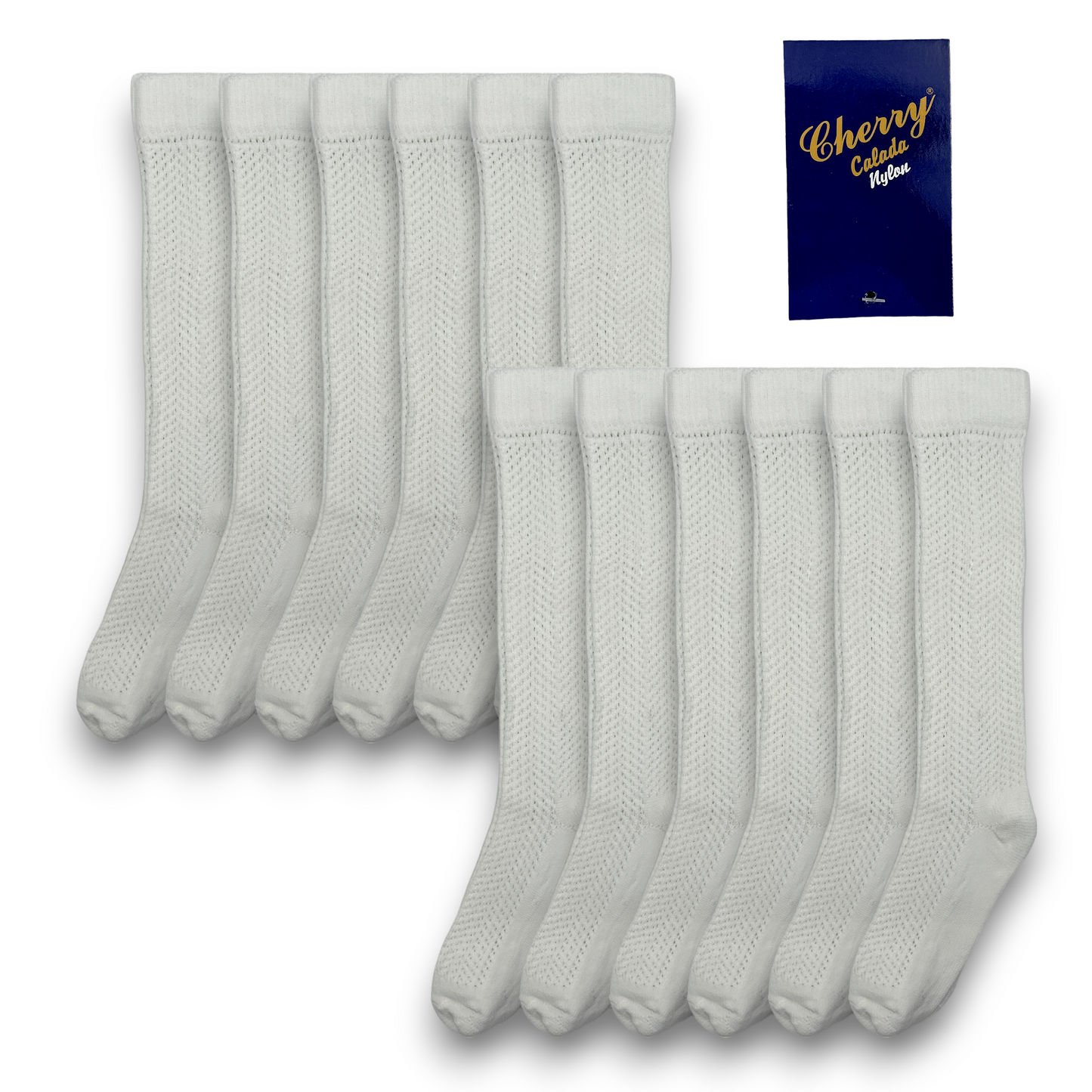 Calceta escolar calada nylon cherry paquete de 12