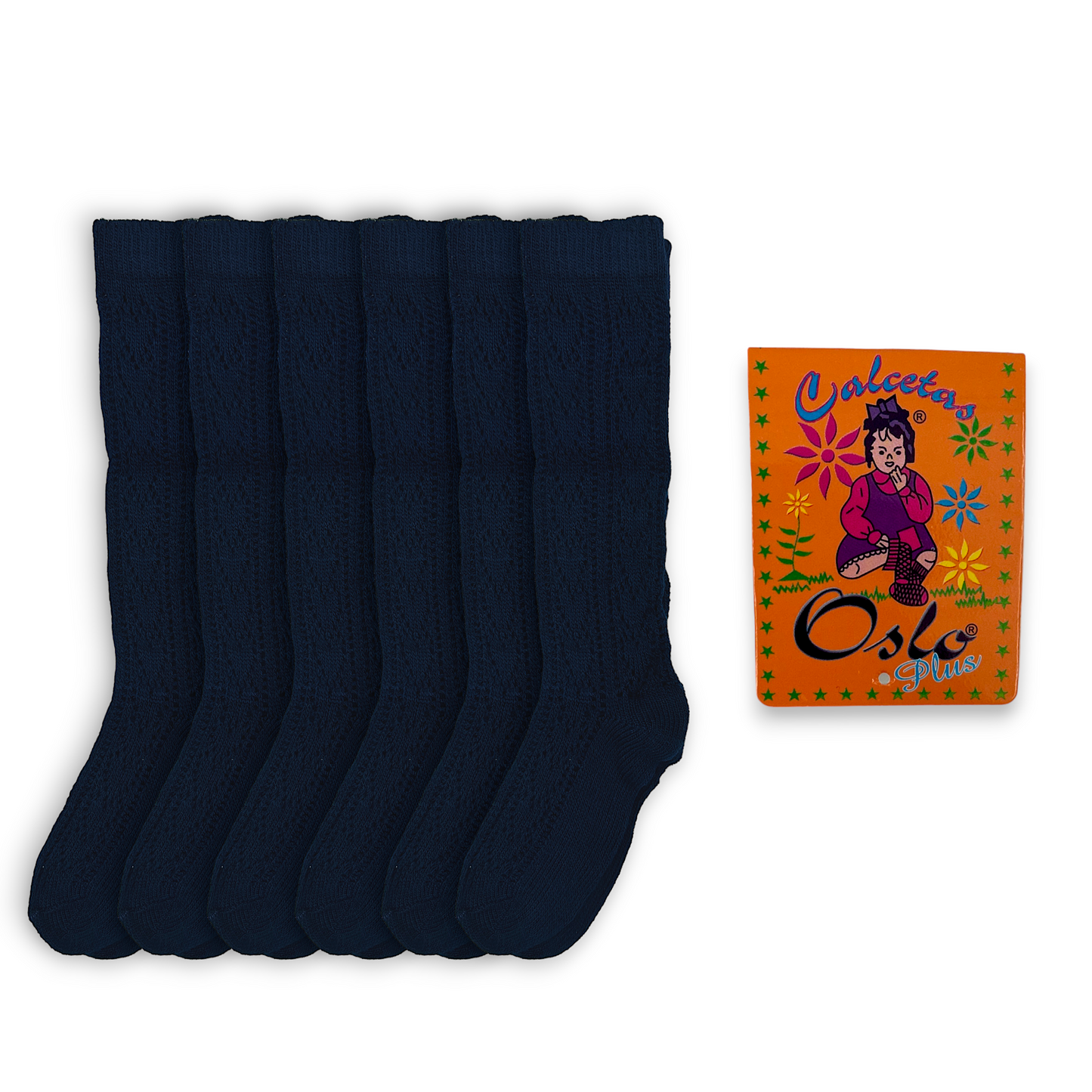 Calceta escolar calada varios colores oslo plus paquete de 6