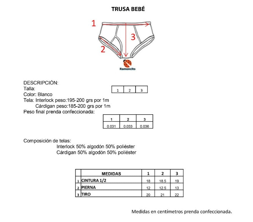 Trusa con elástico oculto varios colores bebé Ramoncito