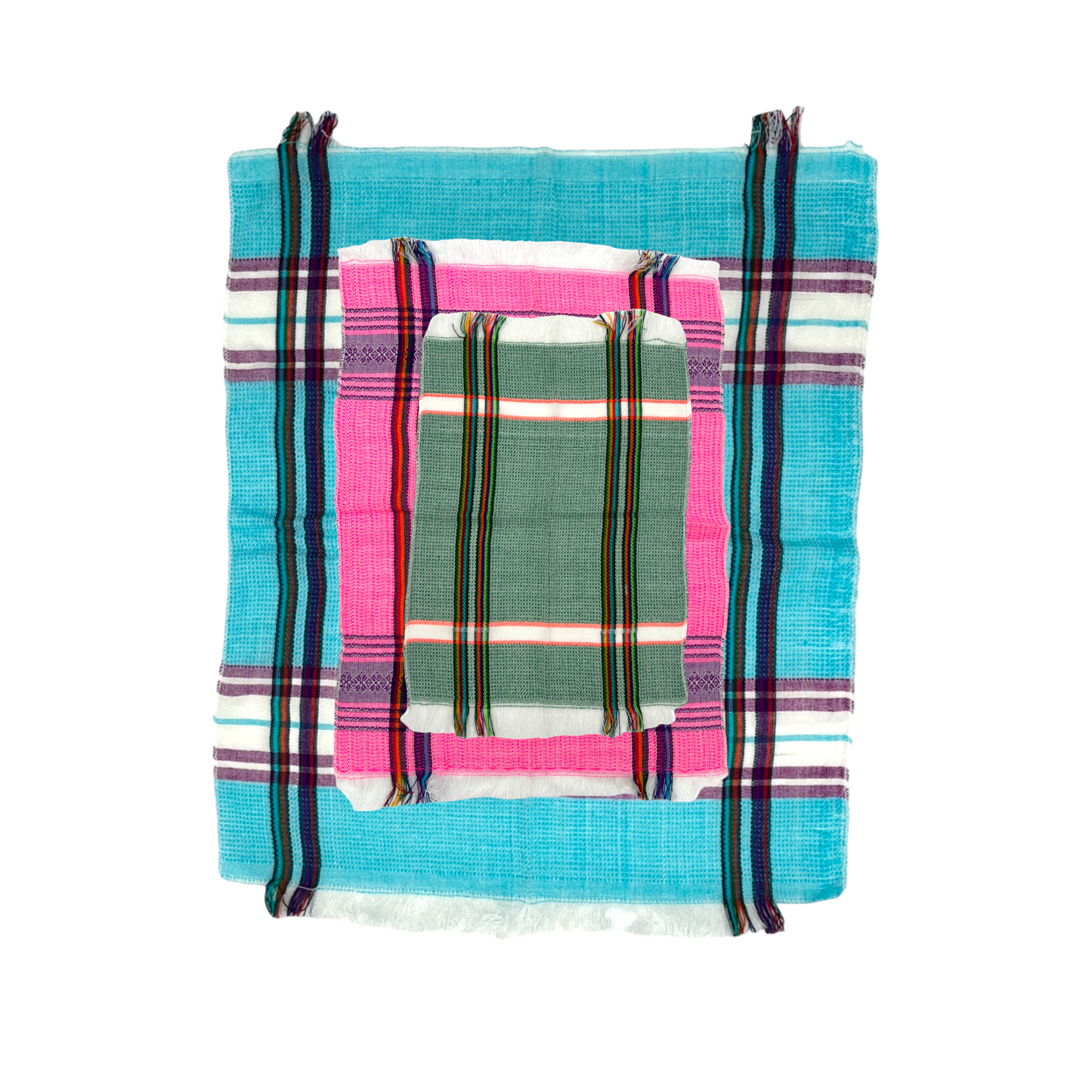 Servilletas de acrilán tres tamaños varios colores paquete de 12