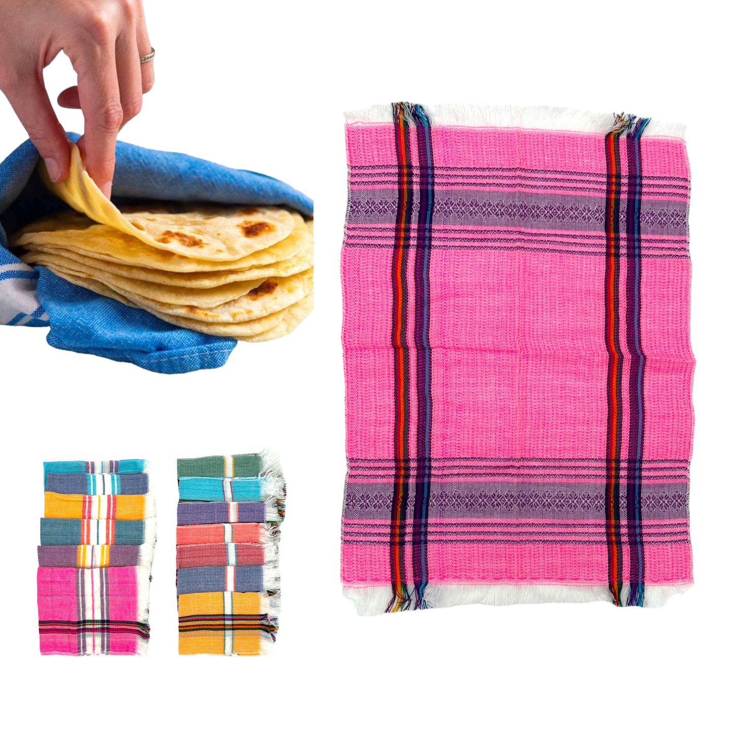 Servilletas de acrilán tres tamaños varios colores paquete de 12