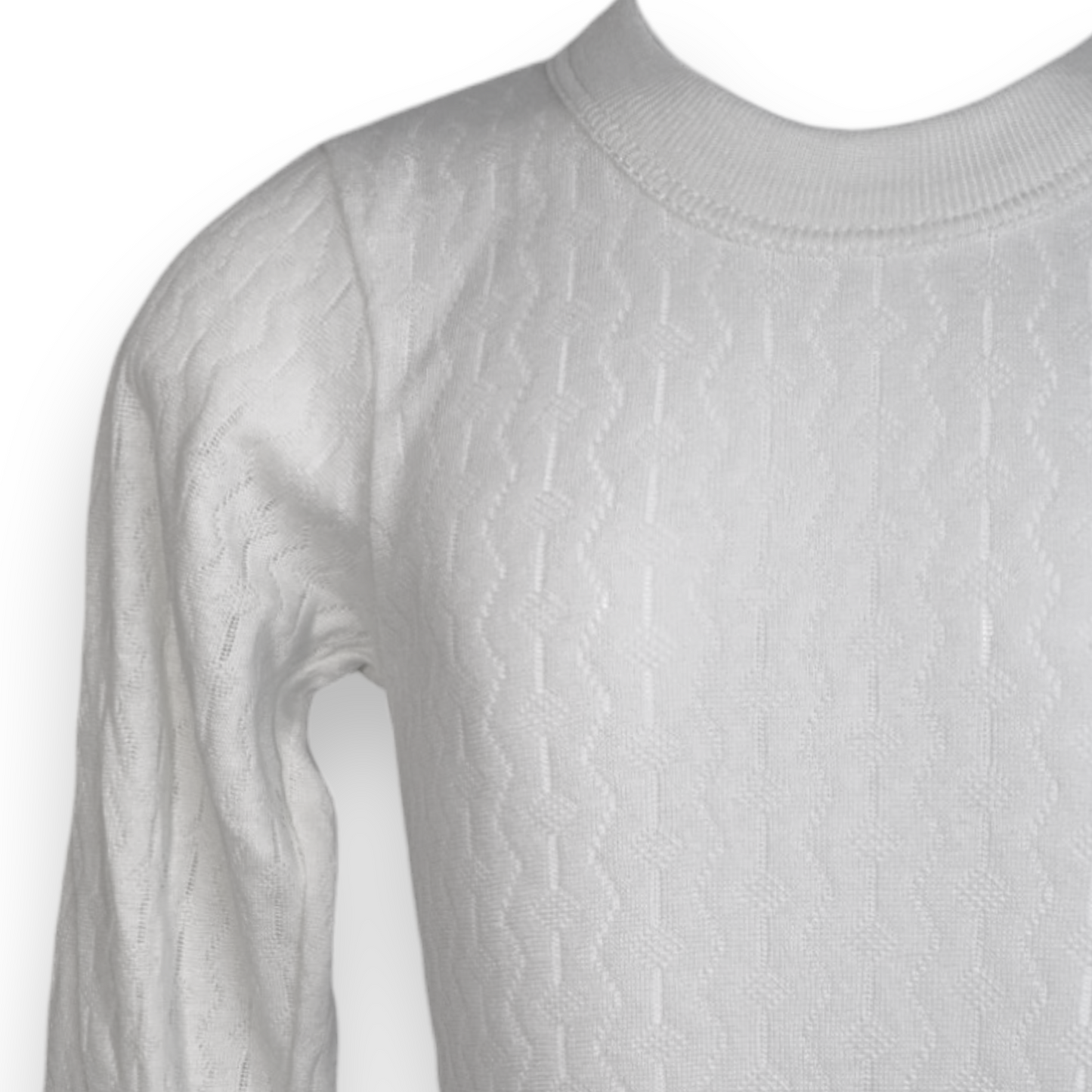 Playera rombos cuello redondo manga larga blanca unisex infantil AYA