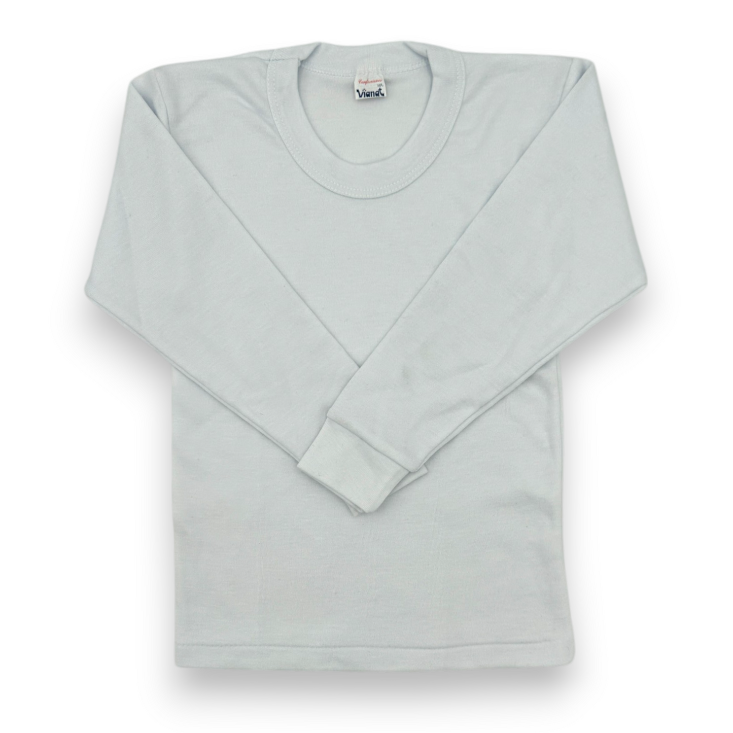 Playera manga larga inter blanca cuello redondo unisex infantil Vianey paquete de 6