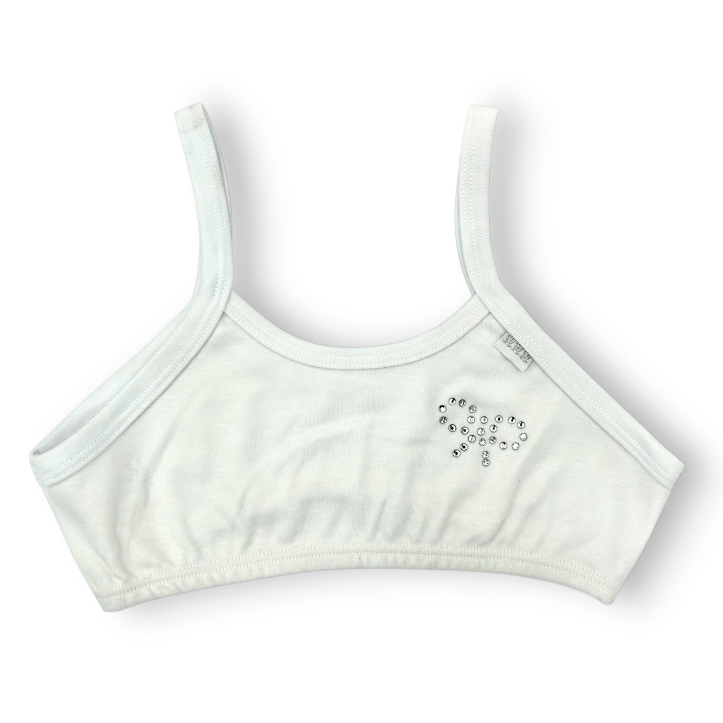 Corpiño blanco liso con detalle de moño con brillos #7018 cylyo niña