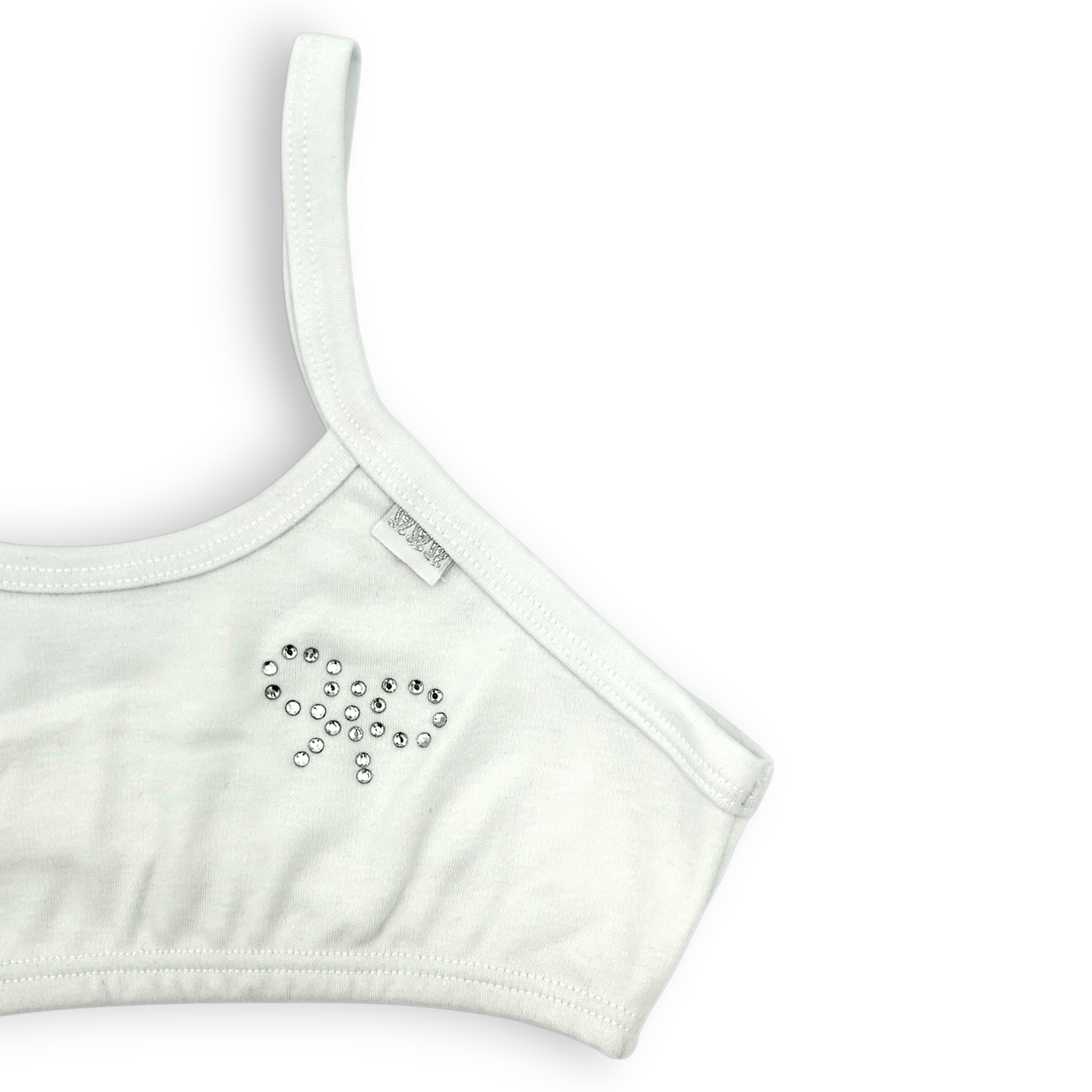 Corpiño blanco liso con detalle de moño con brillos #7018 cylyo niña