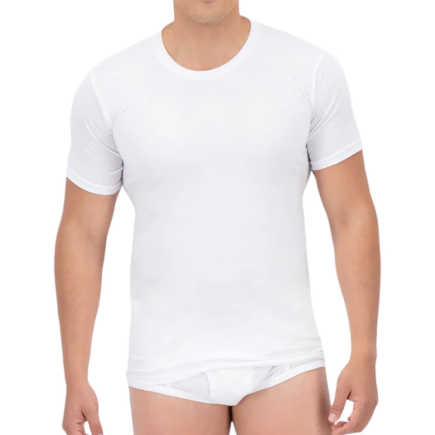 Playera trueno cuello redondo manga corta blanca caballero #300-R