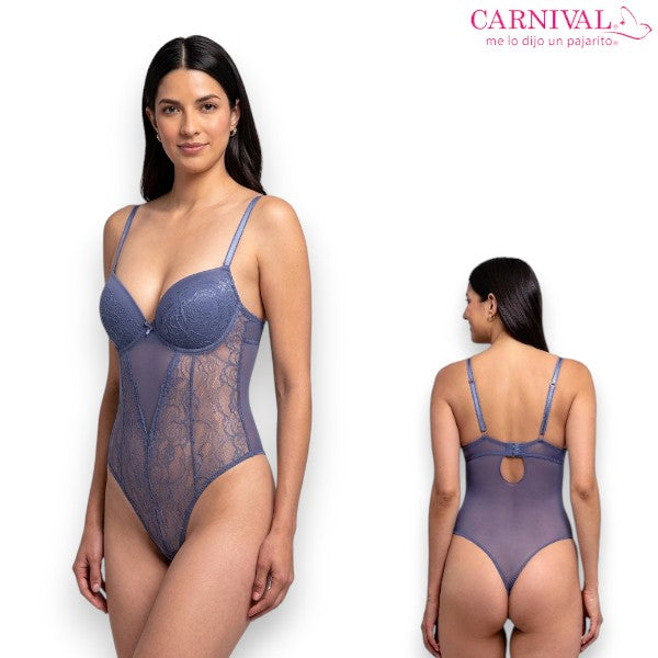 Body azul con encaje #3347 dama Carnival