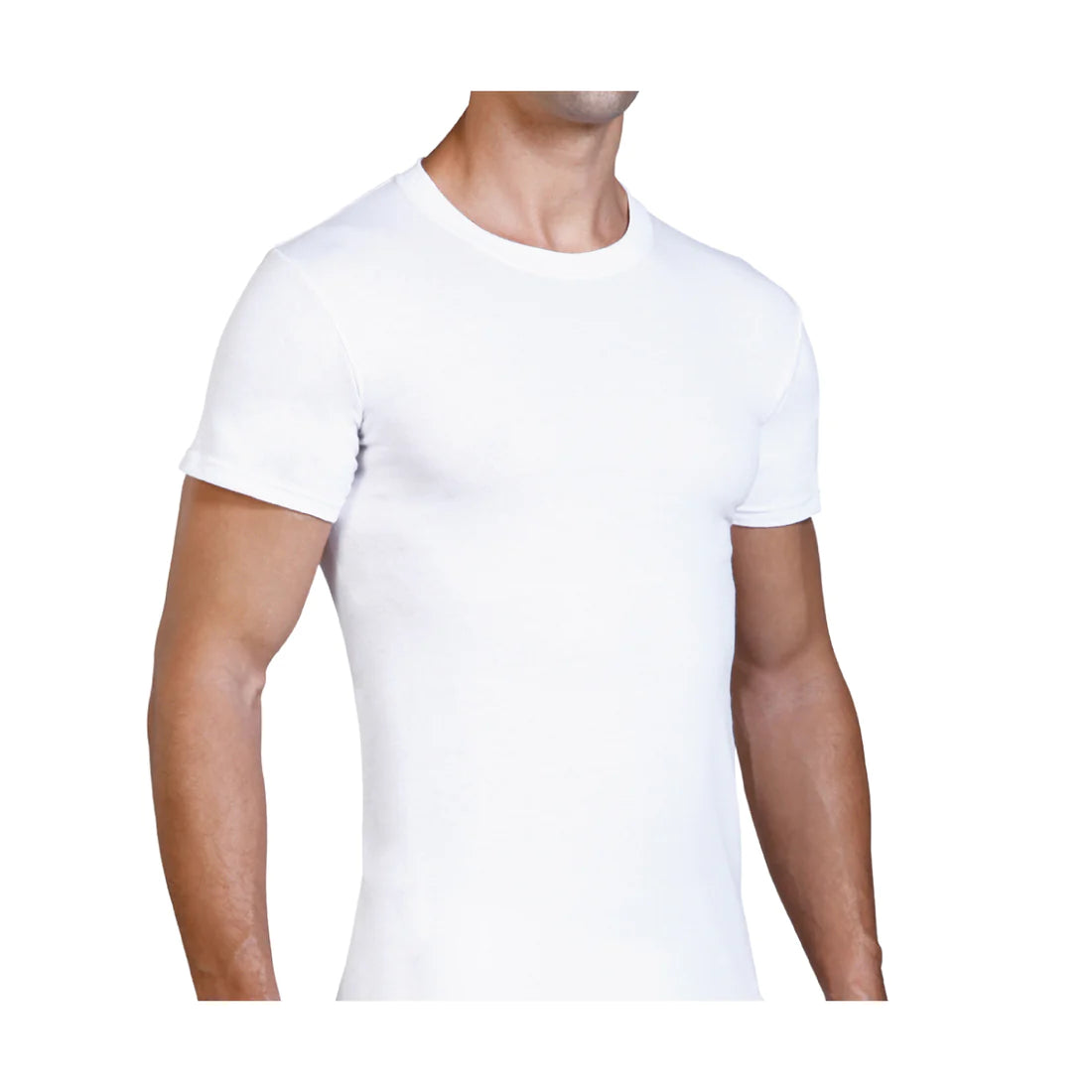 Playera cuello redondo manga corta de algodón blanca lisa caballero Zaga