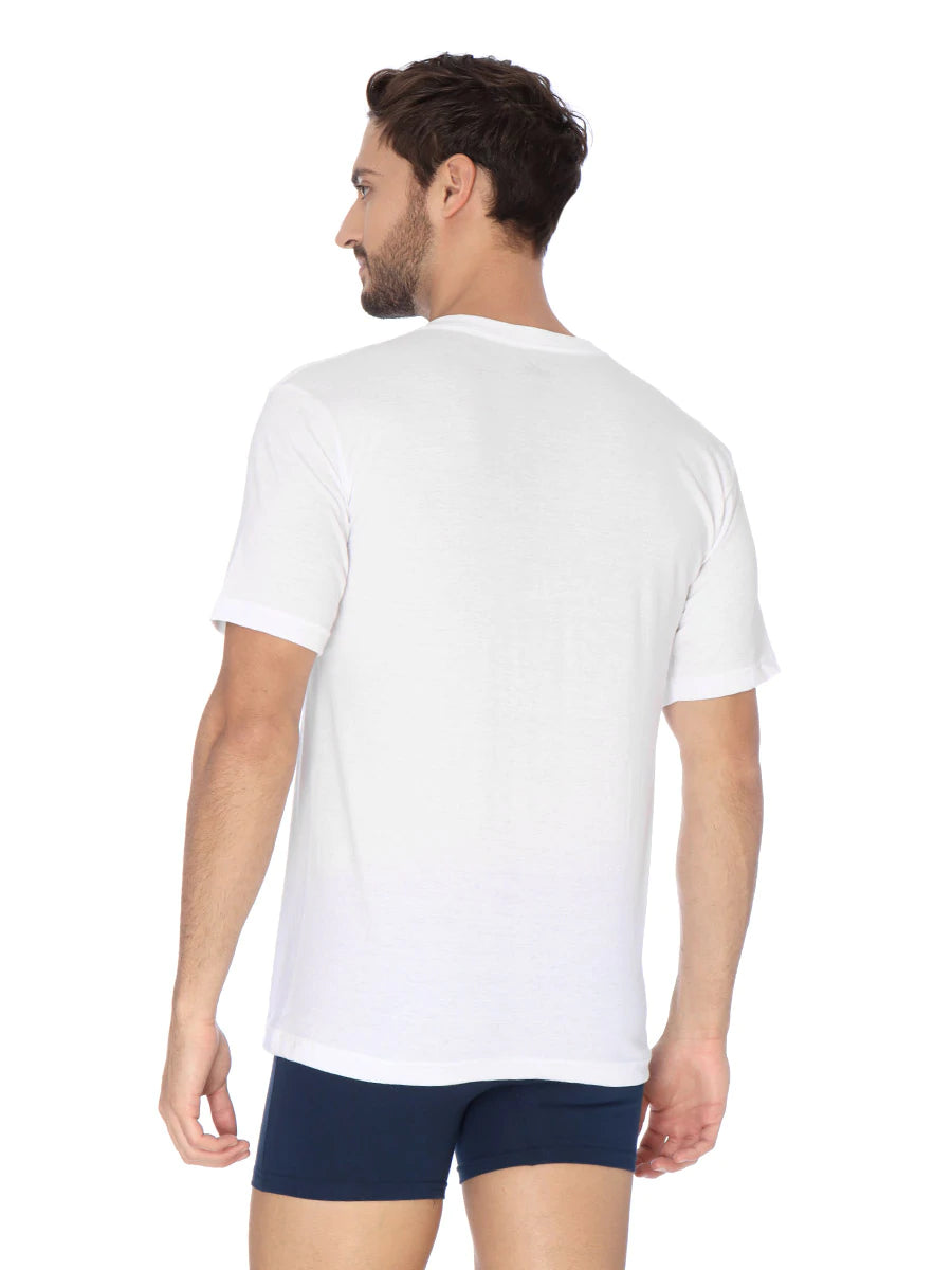 Playera trueno cuello V manga corta blanca caballero #300-V