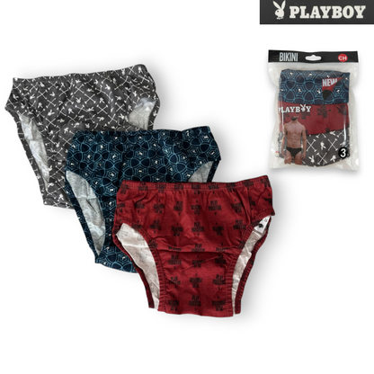 Bikinis estampados surtidos de 100% algodón caballero #3066 PlayBoy pack de 3 piezas