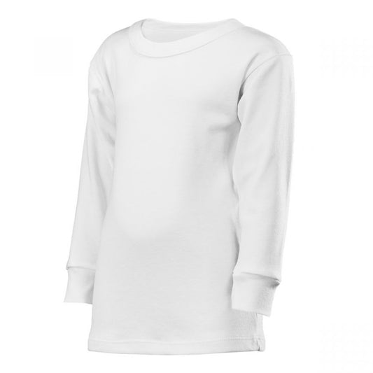 Playera ramoncito cuello redondo manga larga blanca infantil unisex