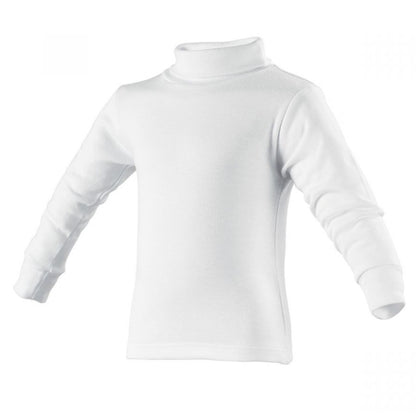 Playera ramoncito cuello ruso manga larga blanca infantil unisex