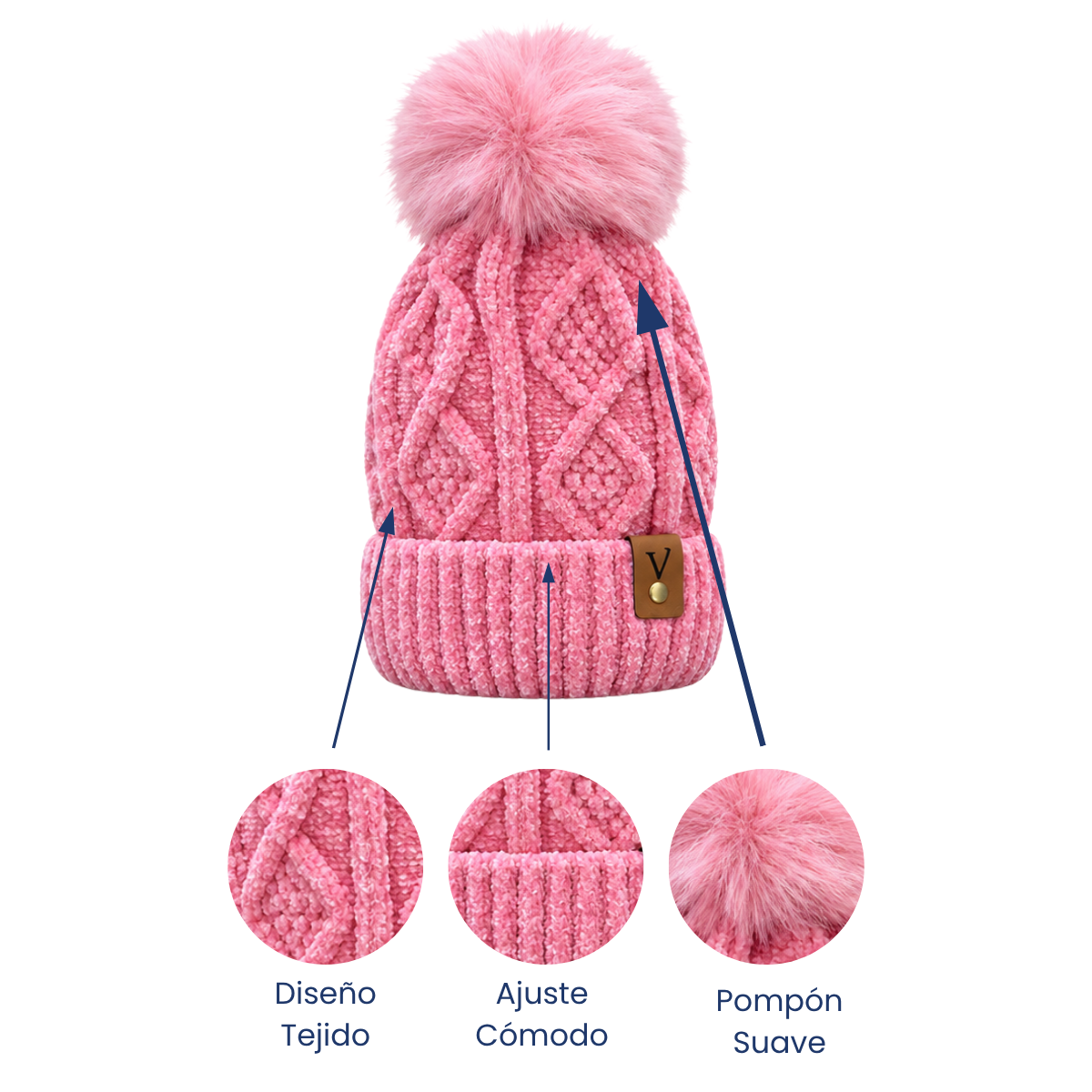 Gorro diseño trenzado surtido niña Valiz paquete de 6