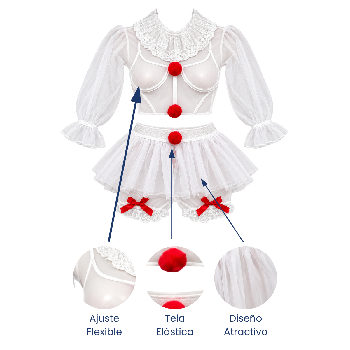 Baby doll disfraz payaso it unitalla dama