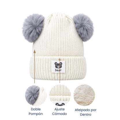 Gorro afelpado doble pompón surtido infantil Valiz paquete de 6