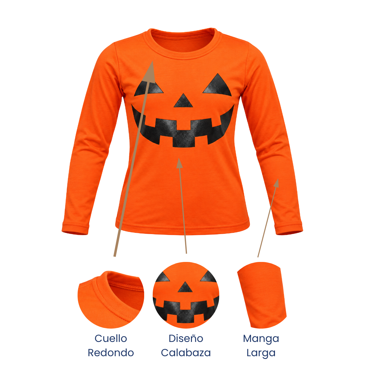 Playera manga larga calabaza halloween unisex Ross