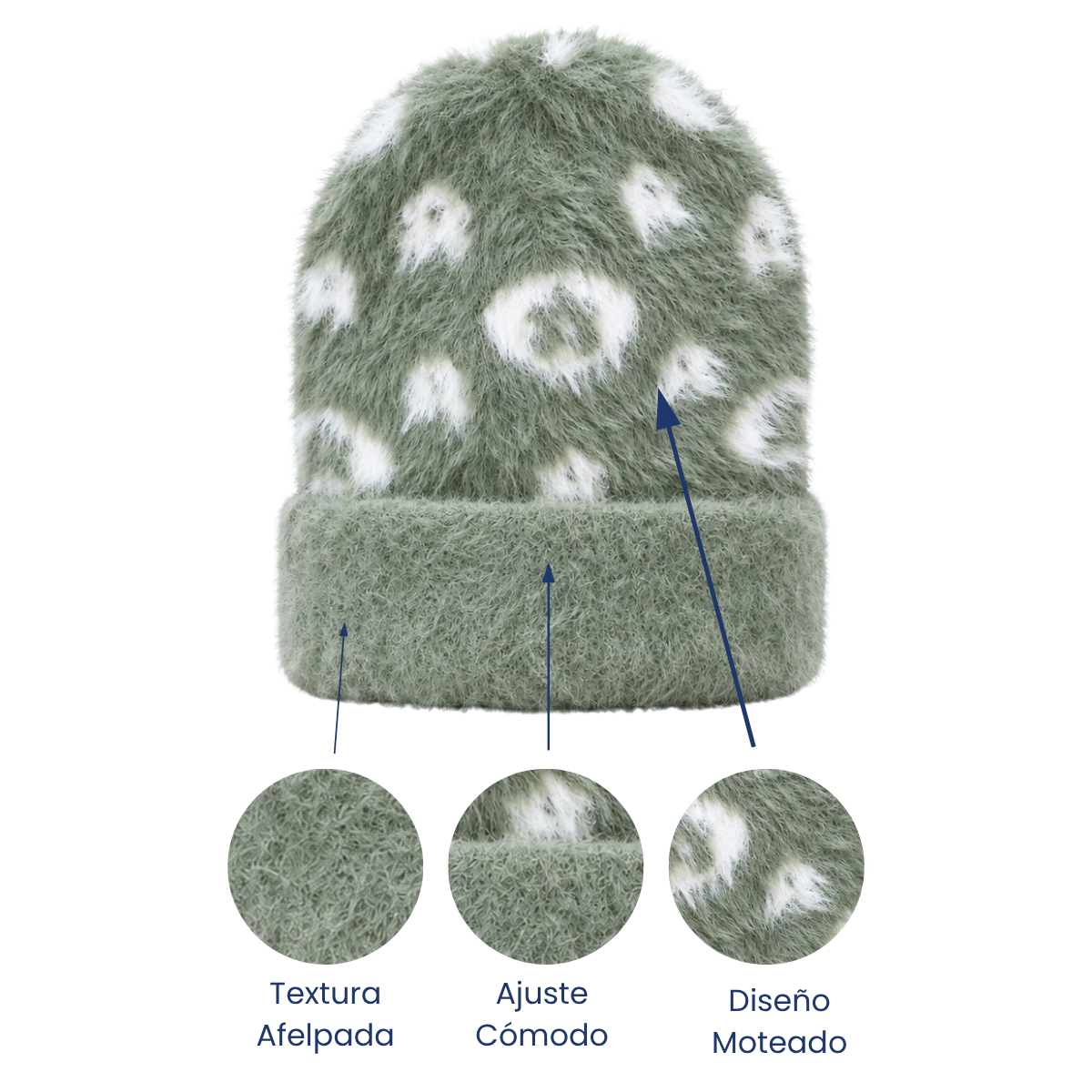 Gorro afelpado diseño moteado surtido dama Valiz paquete de 6