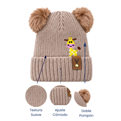 Gorro con doble pompón surtido infantil Valiz paquete de 6