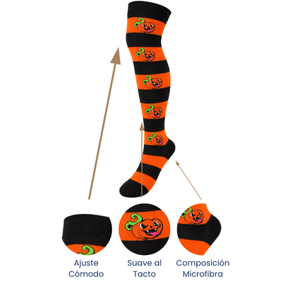 Calceta medieta halloween calabazas unitalla Leka