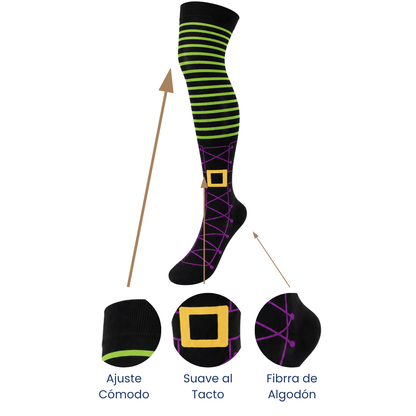 Calceta medieta halloween botas bruja unitalla Camila