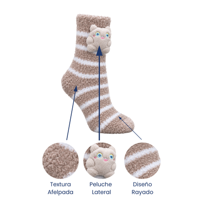 Calcetín afelpado peluche lateral surtido dama Bbs paquete de 6