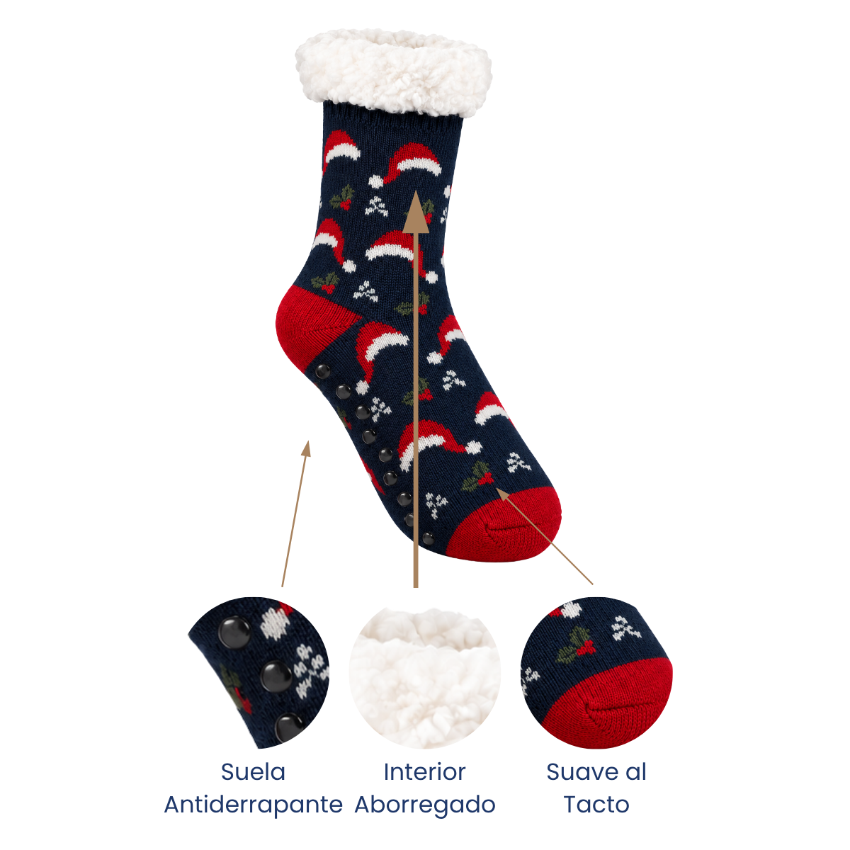 Calcetín con interior aborregado navideño surtido unisex BBS paquete de 6