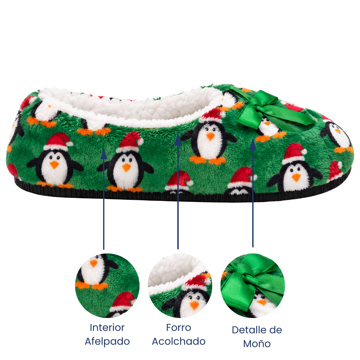 Pantuflas afelpada navideña surtidas unisex Valiz paquete de 6