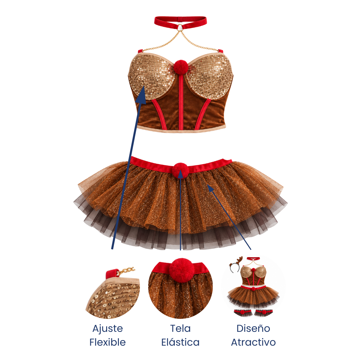 Baby doll disfraz reno unitalla dama
