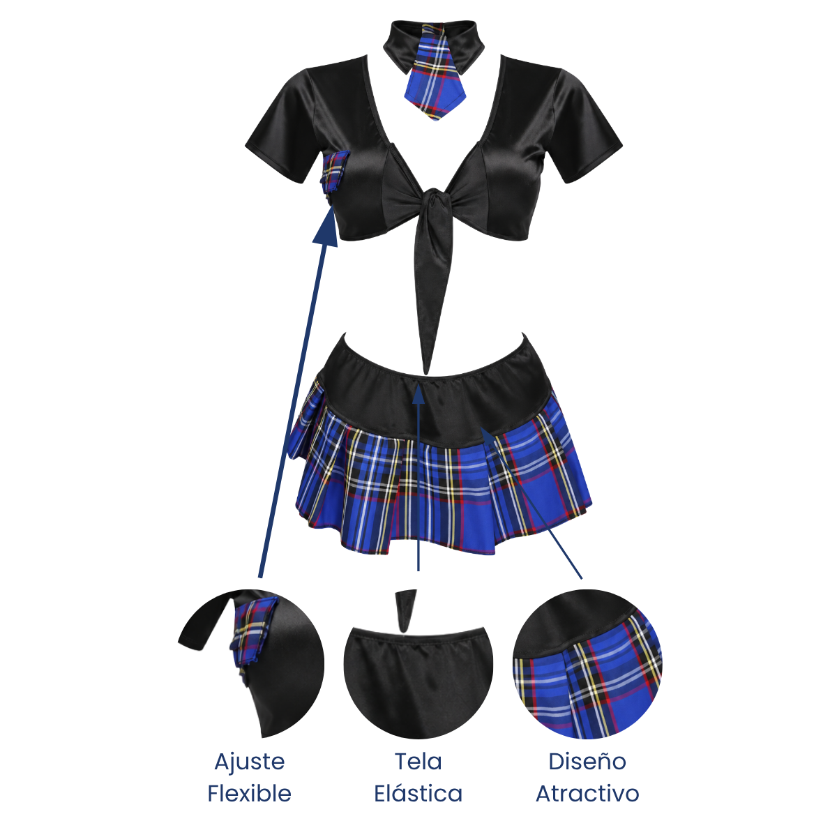 Baby doll disfraz colegiala blusa unitalla dama